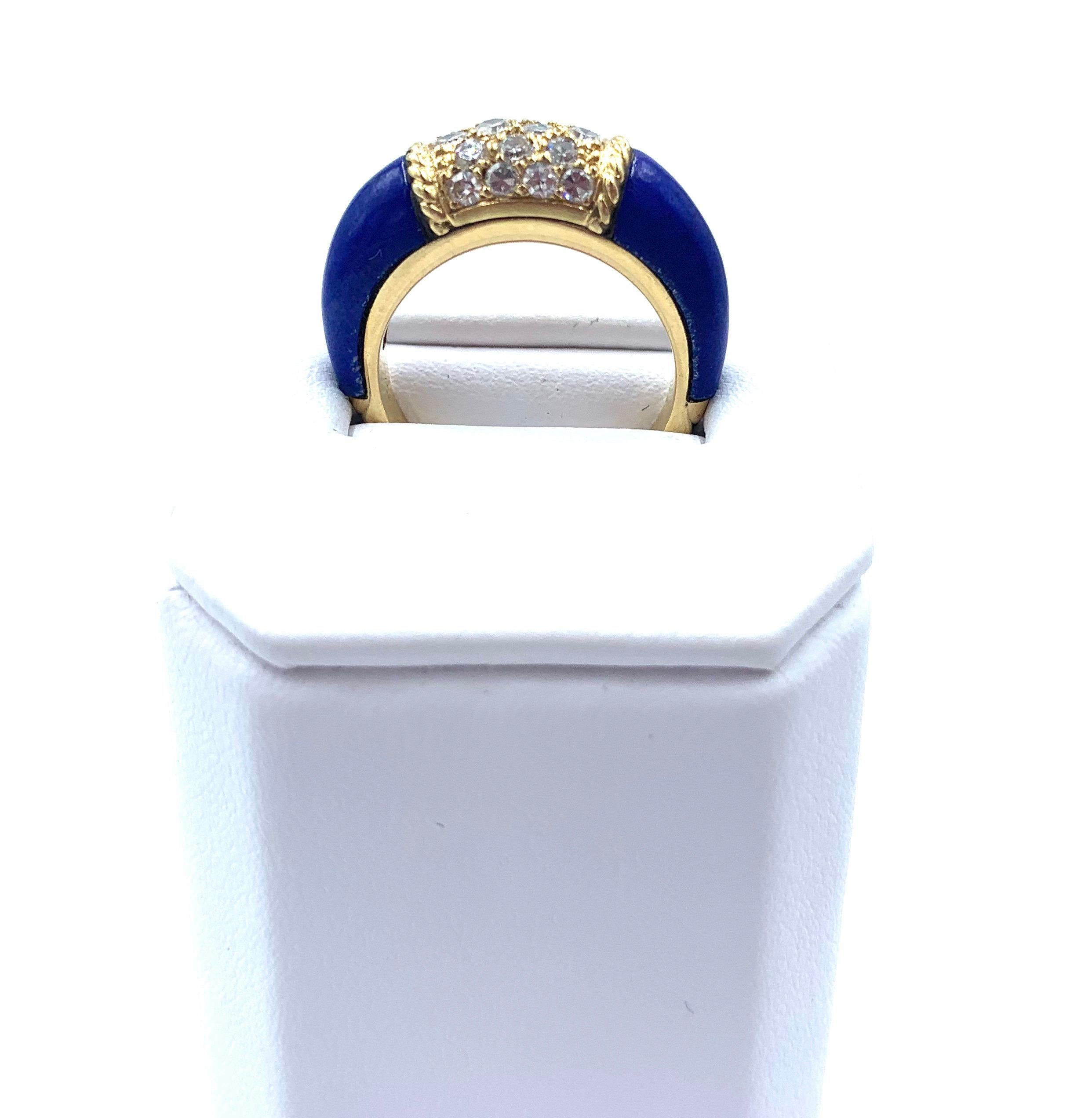 Van Cleef & Arpels Blue Lapis and Diamond Ring in 18 Karat Yellow Gold 6