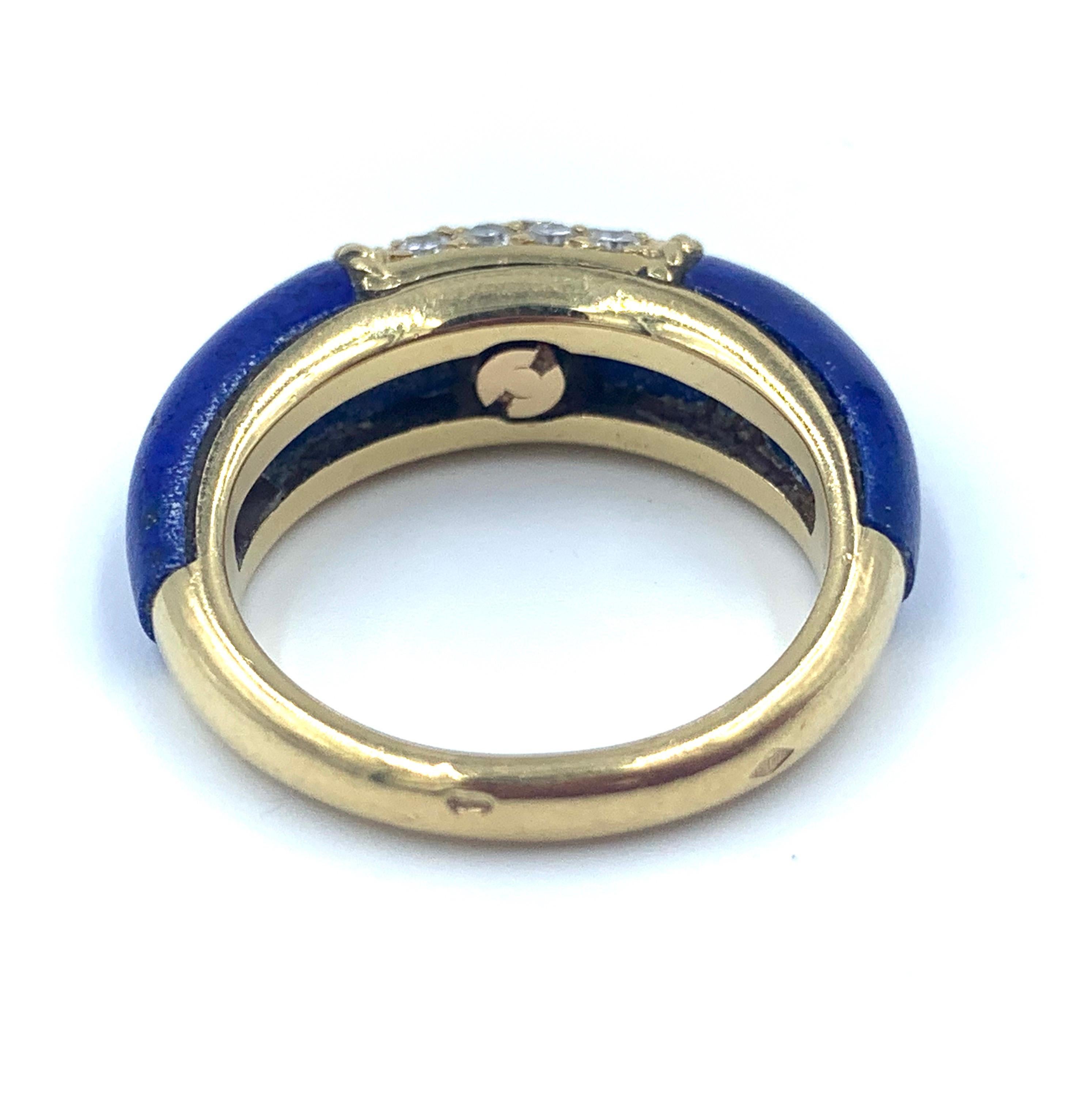Van Cleef & Arpels Blue Lapis and Diamond Ring in 18 Karat Yellow Gold 7