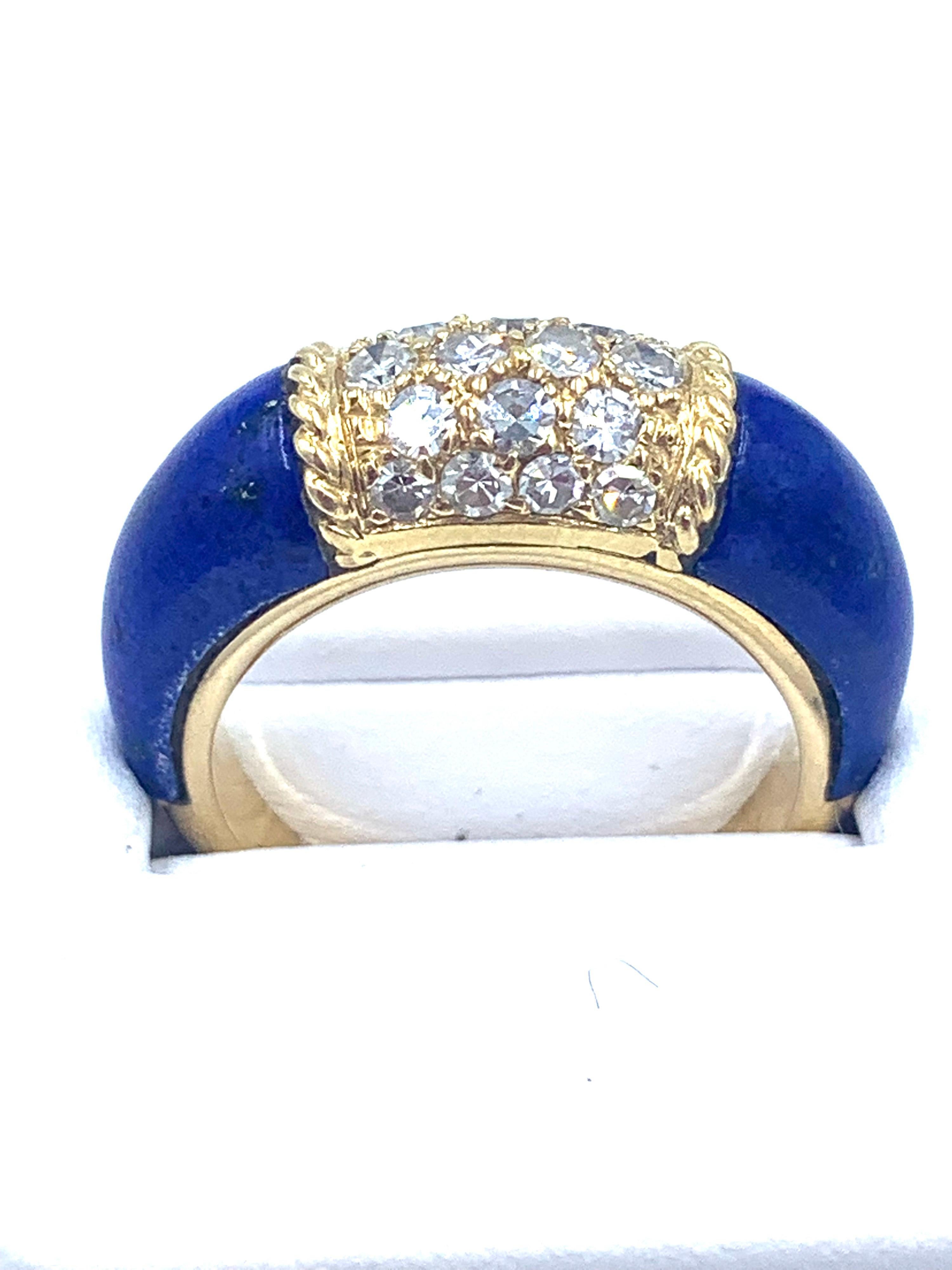 Van Cleef & Arpels Blue Lapis and Diamond Ring in 18 Karat Yellow Gold 9