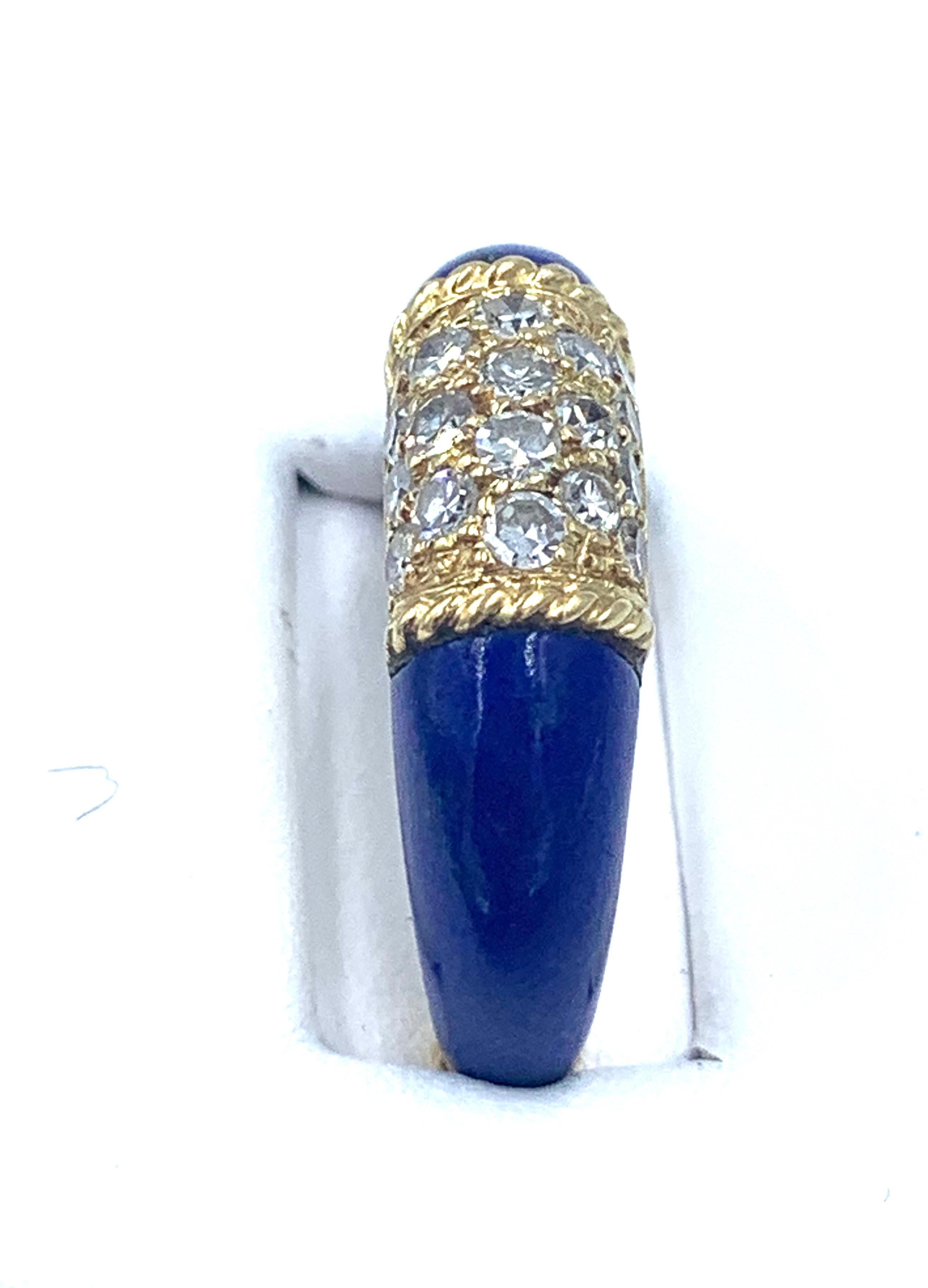 Van Cleef & Arpels Blue Lapis and Diamond Ring in 18 Karat Yellow Gold 10