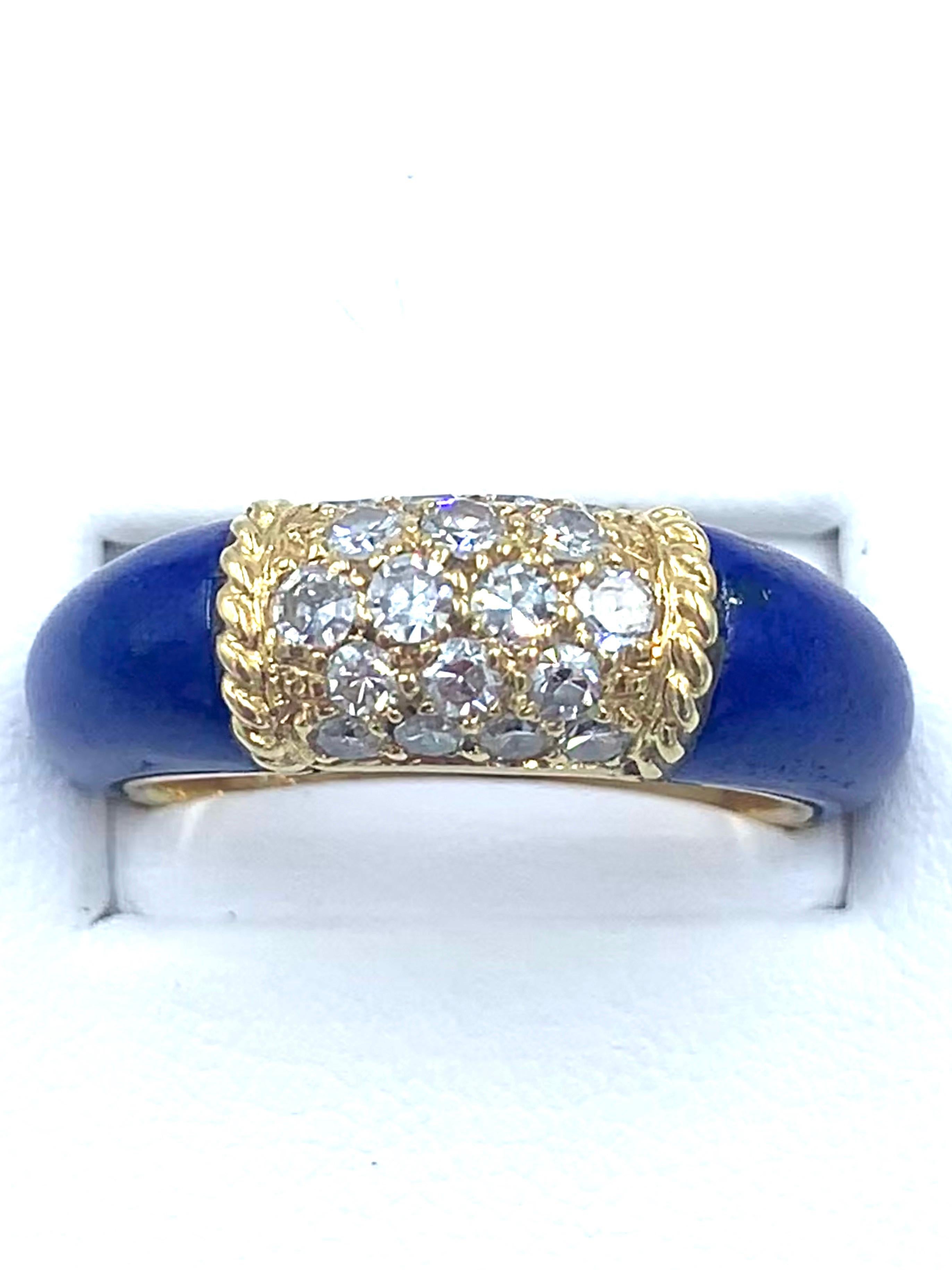 Van Cleef & Arpels Blue Lapis and Diamond Ring in 18 Karat Yellow Gold 11