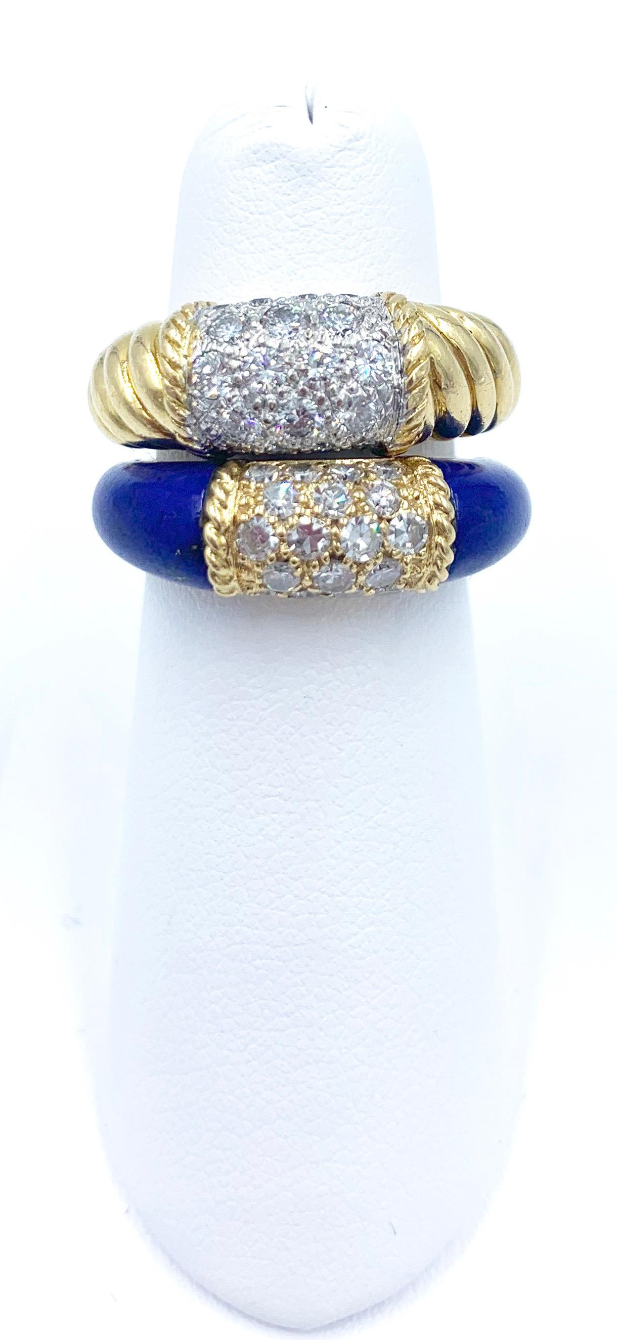 Van Cleef & Arpels Blue Lapis and Diamond Ring in 18 Karat Yellow Gold 12