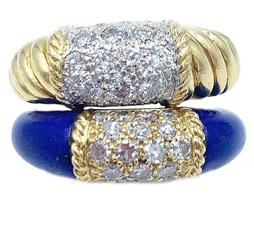 Van Cleef & Arpels Blue Lapis and Diamond Ring in 18 Karat Yellow Gold 13