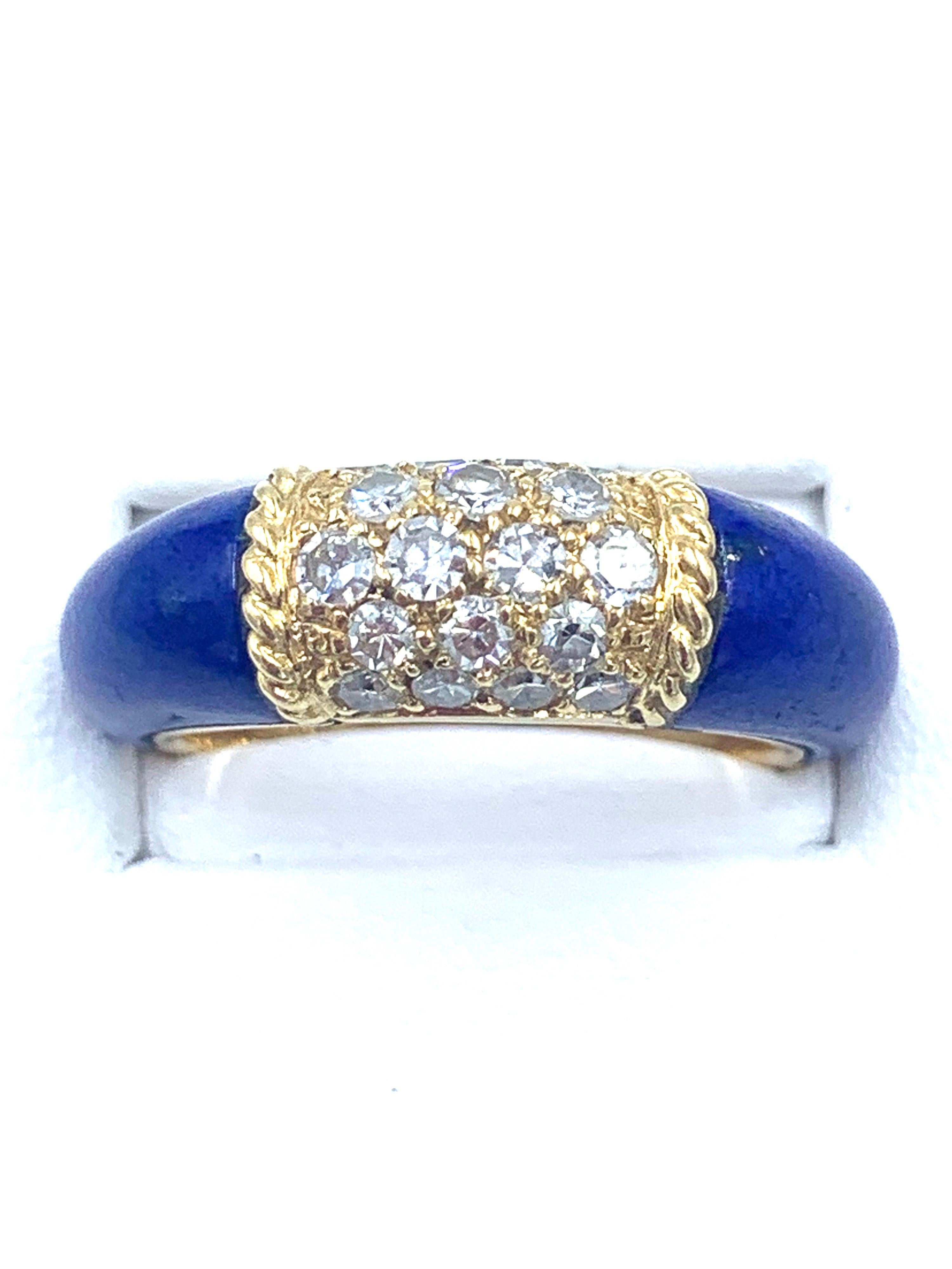 Van Cleef & Arpels Blue Lapis and Diamond Ring in 18 Karat Yellow Gold 2