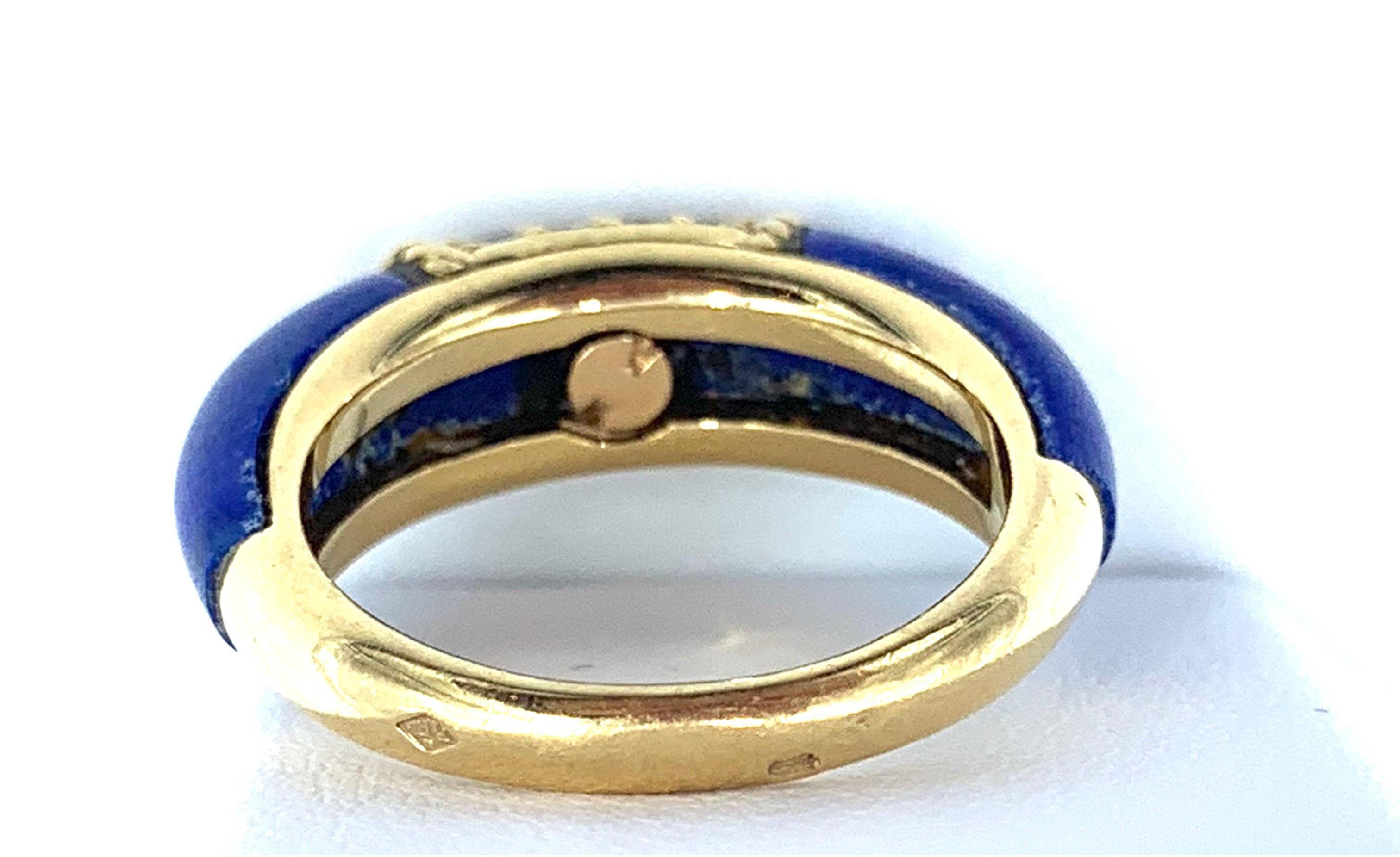 Van Cleef & Arpels Blue Lapis and Diamond Ring in 18 Karat Yellow Gold 4