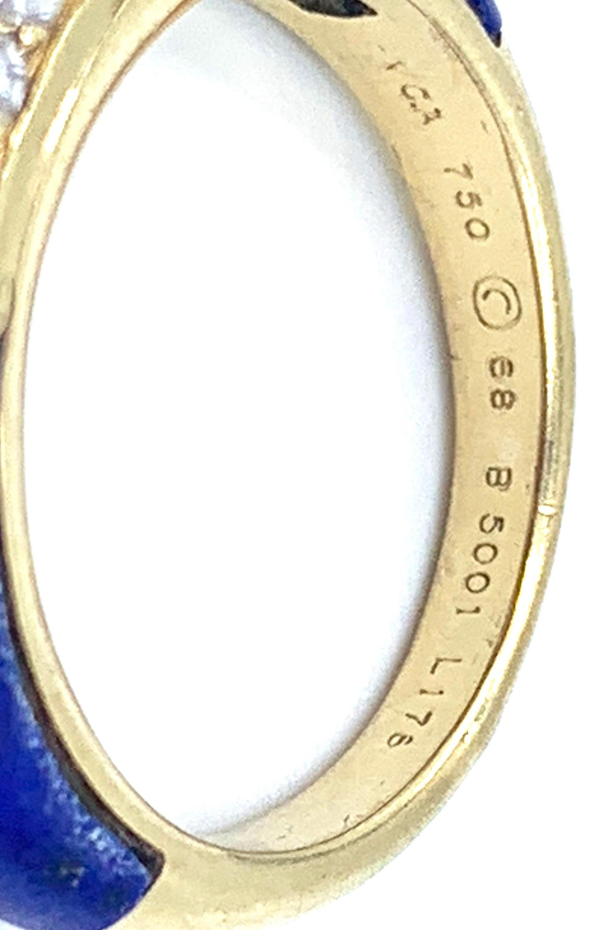 Van Cleef & Arpels Blue Lapis and Diamond Ring in 18 Karat Yellow Gold 5