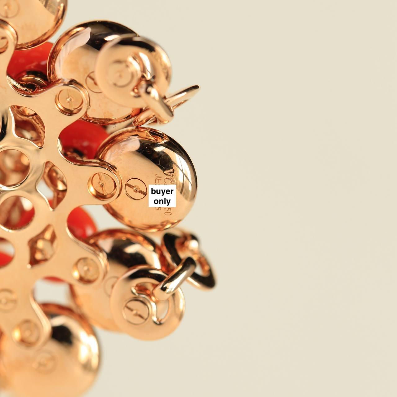 Van Cleef & Arpels Bouton D'or 18k Rose Gold Carnelian Diamond Pendant Necklace 4