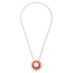 Van Cleef & Arpels Collana Bouton D'or in oro rosa 18k con ciondolo di corniola e diamanti
