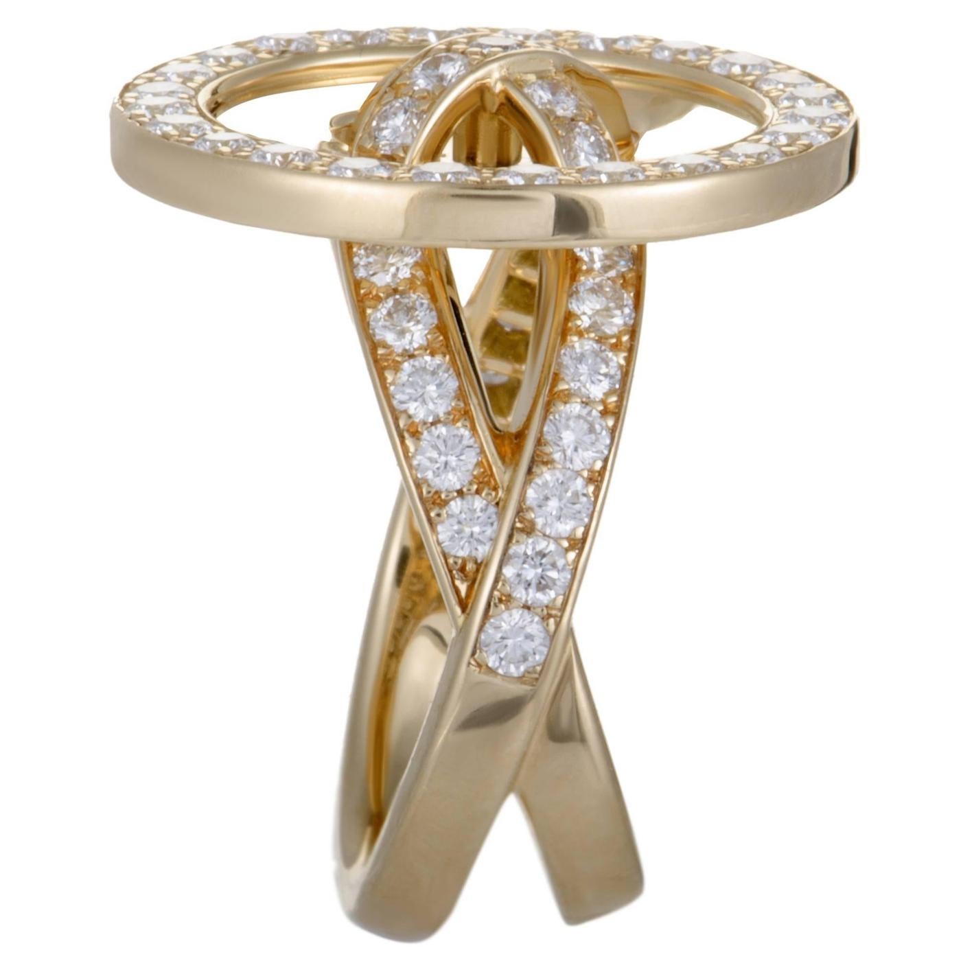 Modernista Anello a bottone Van Cleef & Arpels Boutonnière in oro giallo e diamanti in vendita