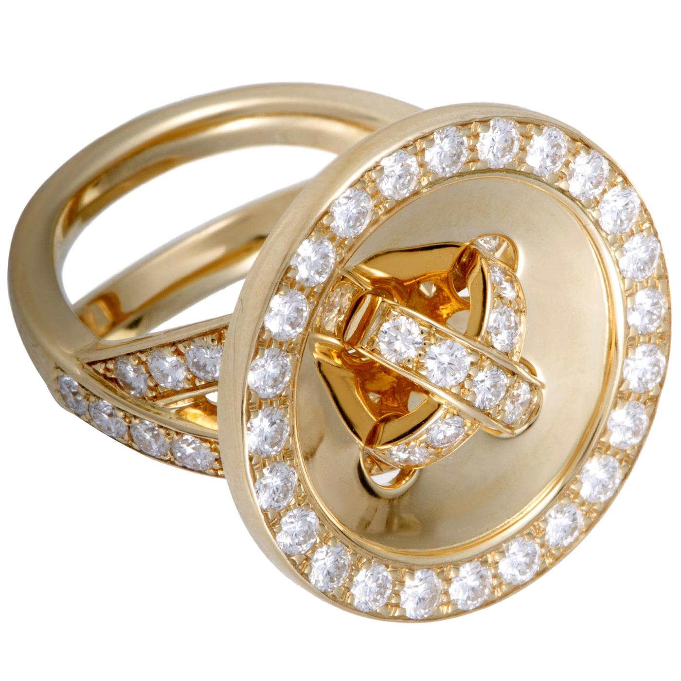 Anello a bottone Van Cleef & Arpels Boutonnière in oro giallo e diamanti in vendita