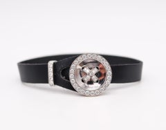 Van Cleef & Arpels Boutonniere Leather Bracelet in 18kt Gold with 2 Ctw Diamonds