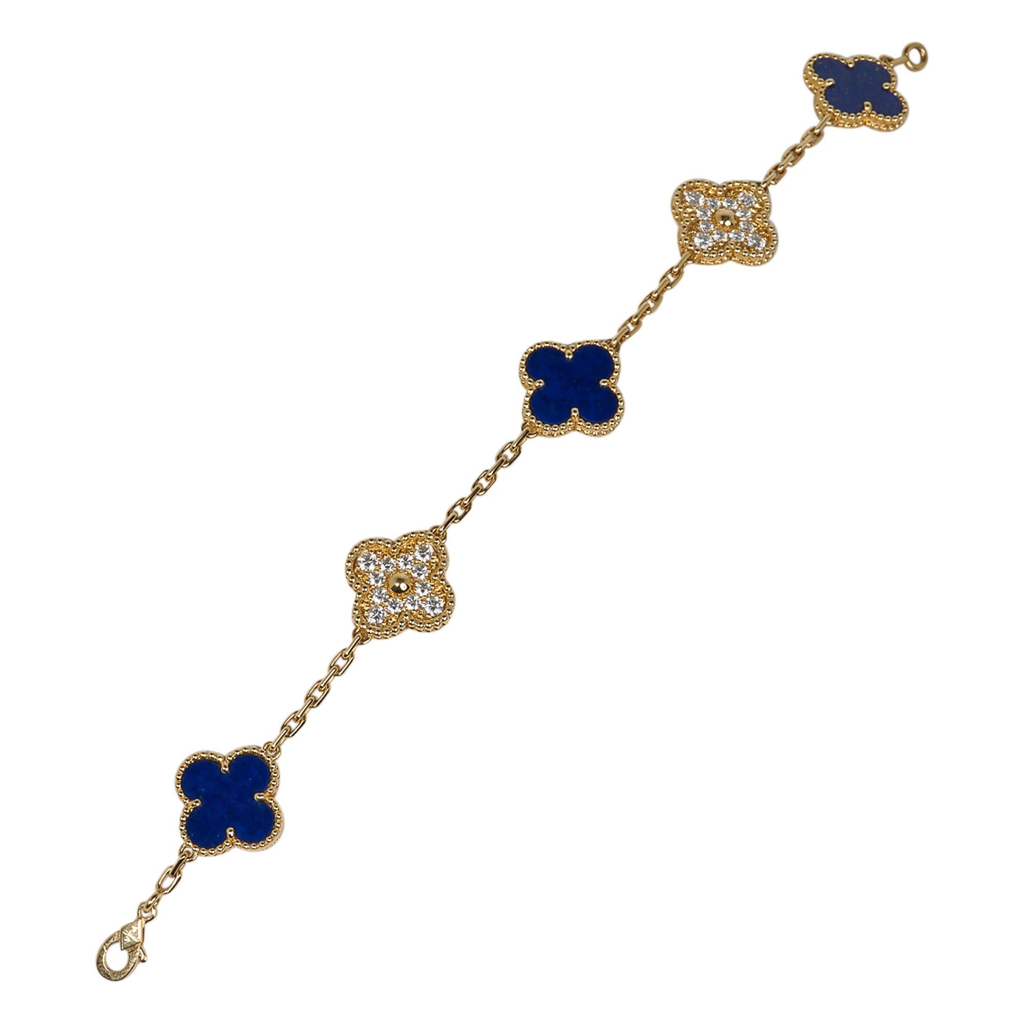 van cleef lapis lazuli alhambra bracelet