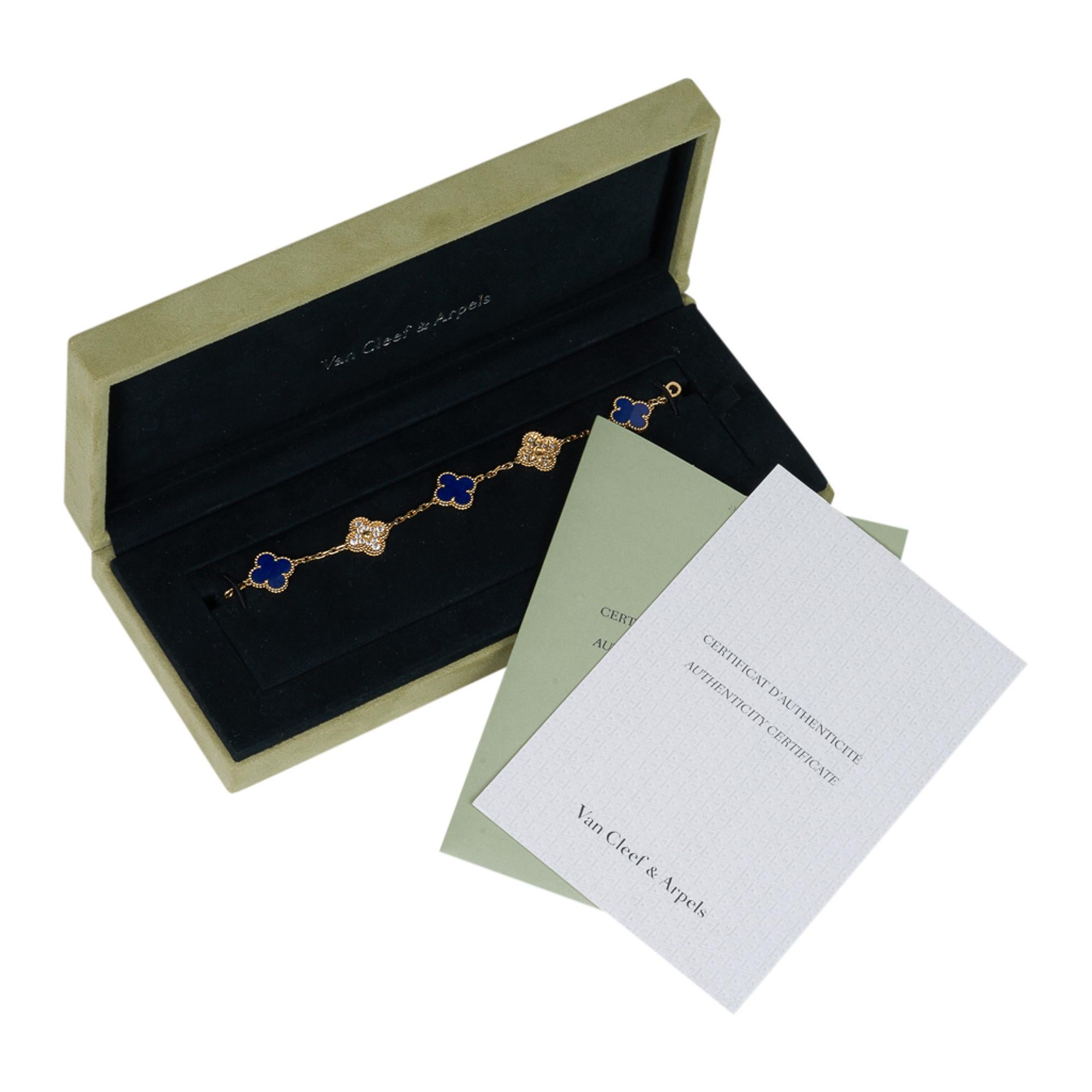 Women's Van Cleef & Arpels Bracelet Sweet Alhambra Lapis Lazuli/Diamond 5 Motif Bracelet