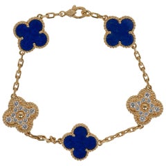 Van Cleef & Arpels Bracelet Sweet Alhambra Lapis Lazuli/Diamant 5 Motif Bracelet