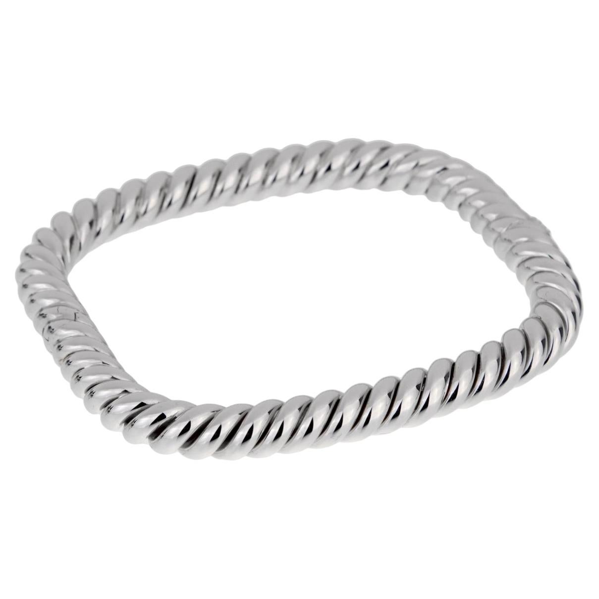 Van Cleef Arpels Braided 18k White Gold Bangle Bracelet