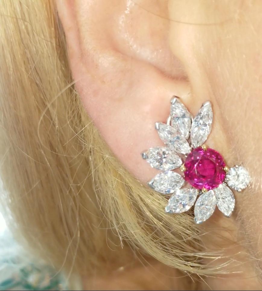Van Cleef & Arpels Burma No Heat Ruby & Diamond Earrings For Sale 4