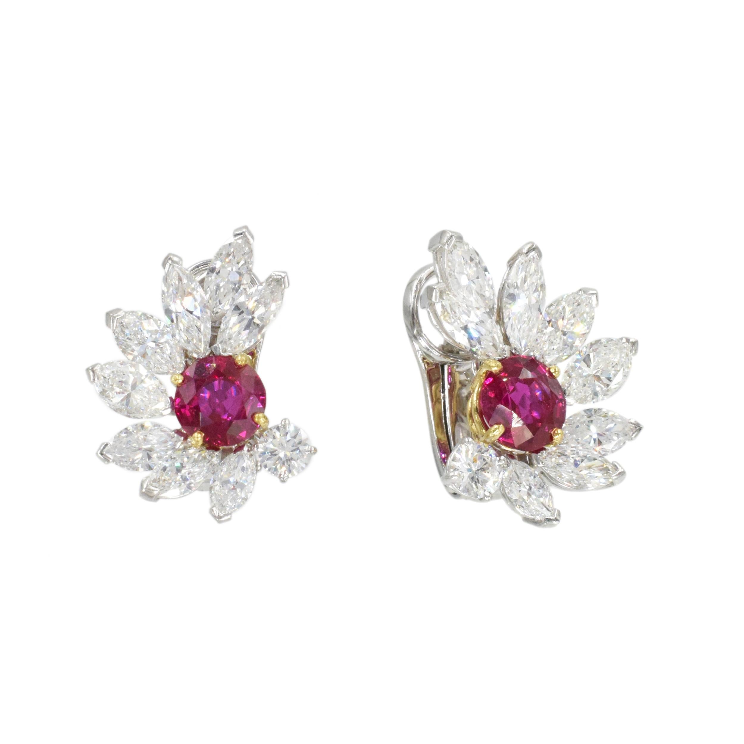 Van Cleef & Arpels Burma No Heat Ruby & Diamond Earrings In Excellent Condition For Sale In New York, NY