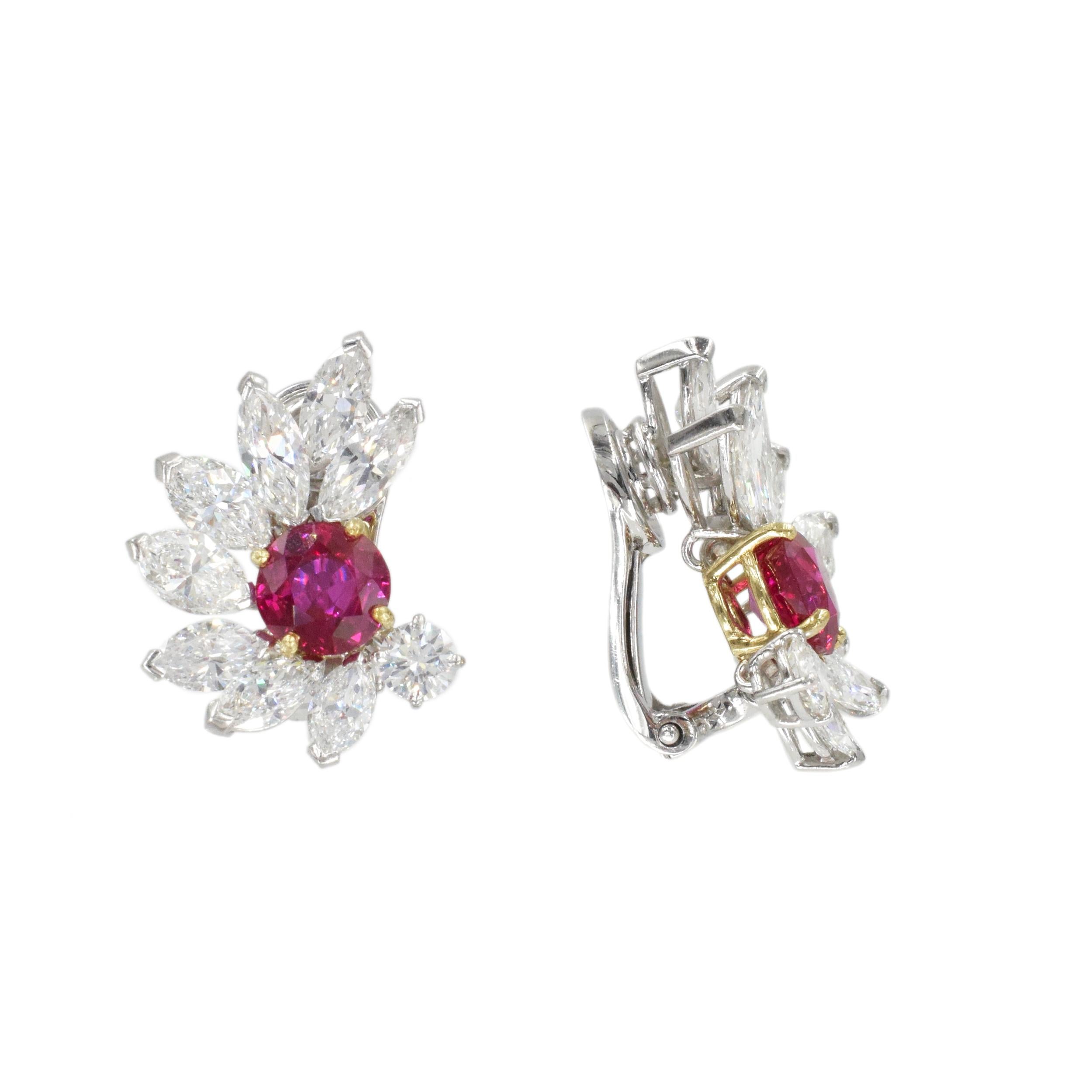 Women's Van Cleef & Arpels Burma No Heat Ruby & Diamond Earrings For Sale
