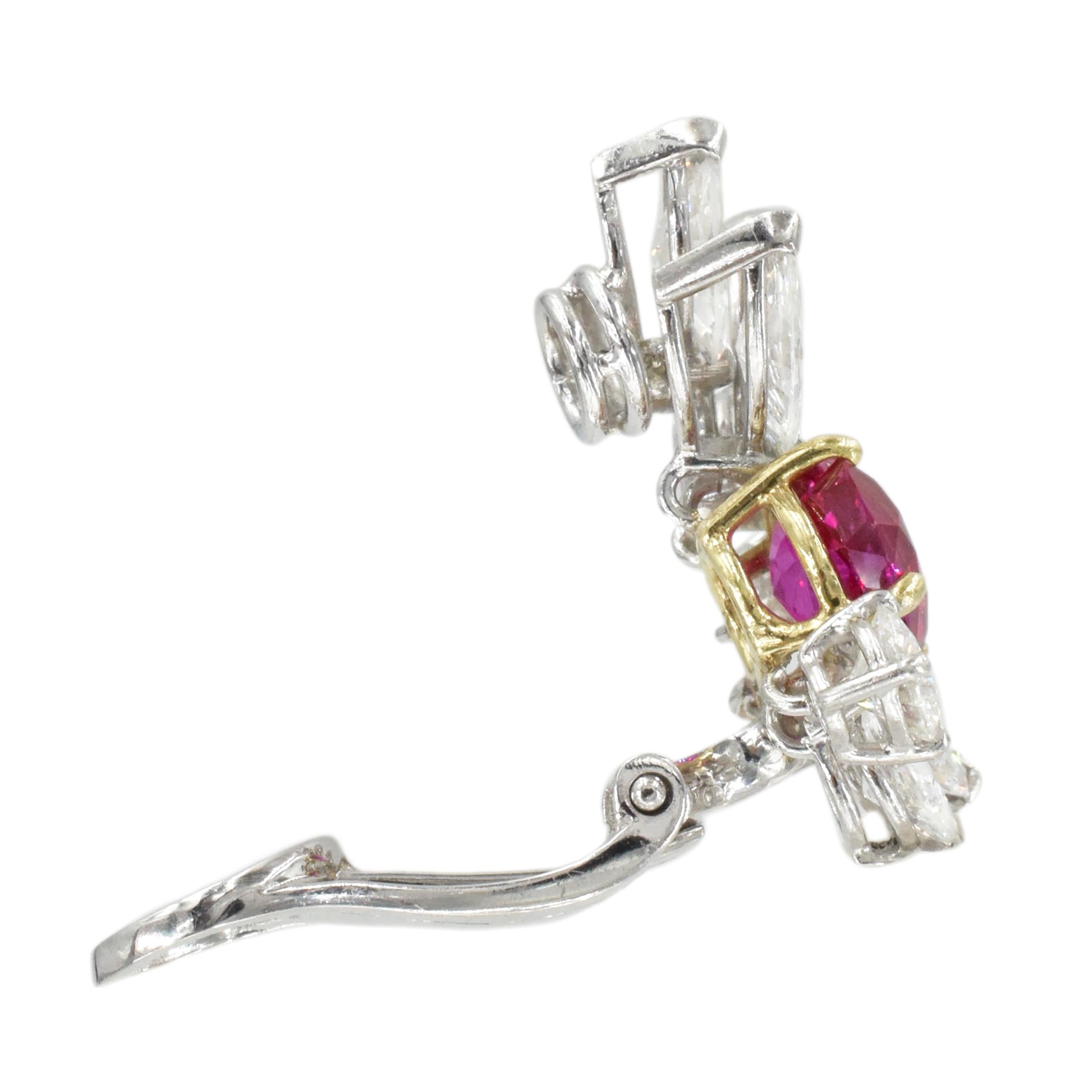 Van Cleef & Arpels Burma No Heat Ruby & Diamond Earrings For Sale 1