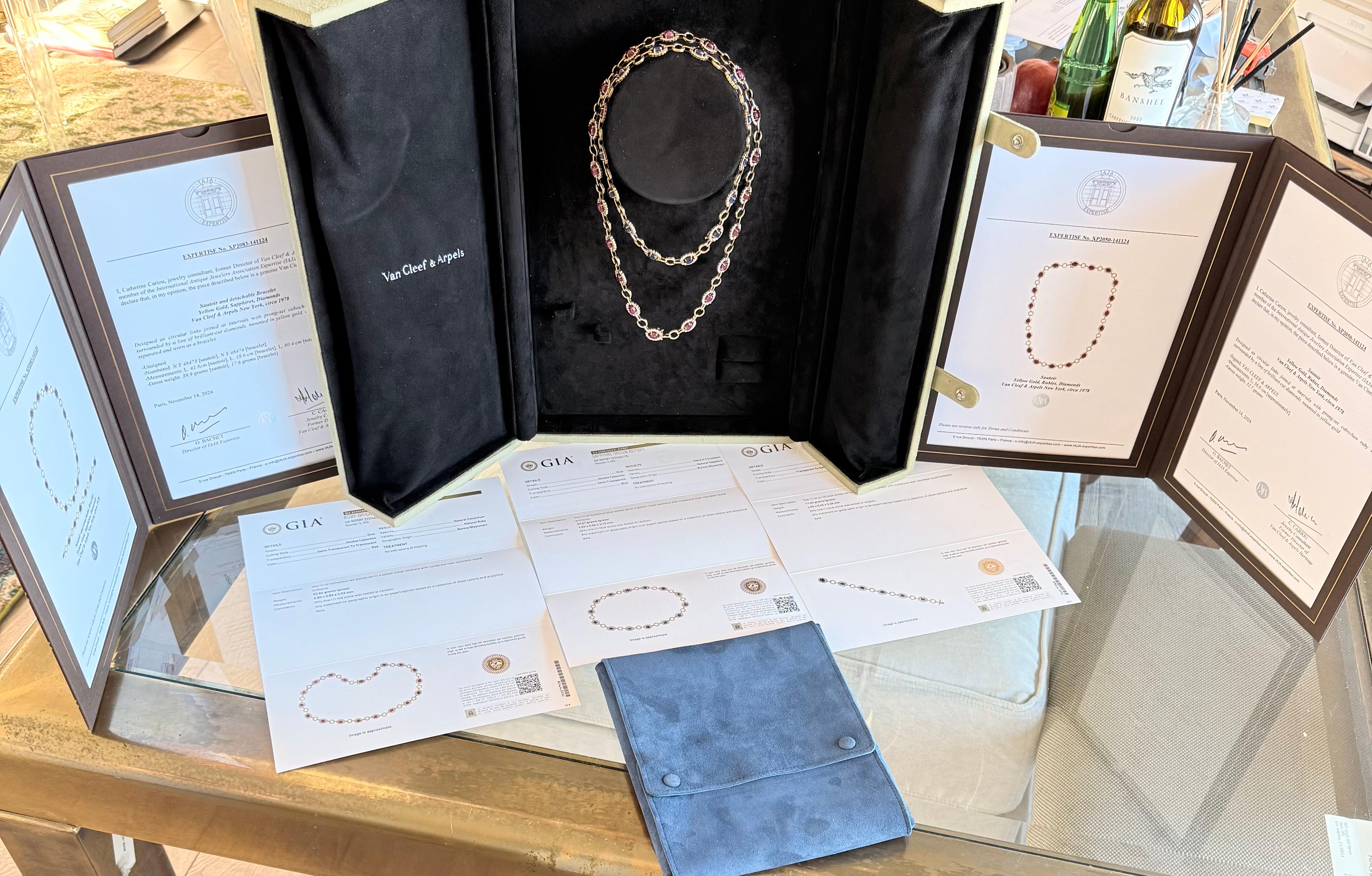 Van Cleef & Arpels Burma Ruby & Burma Sapphire Long Dia Necklace For Sale 9