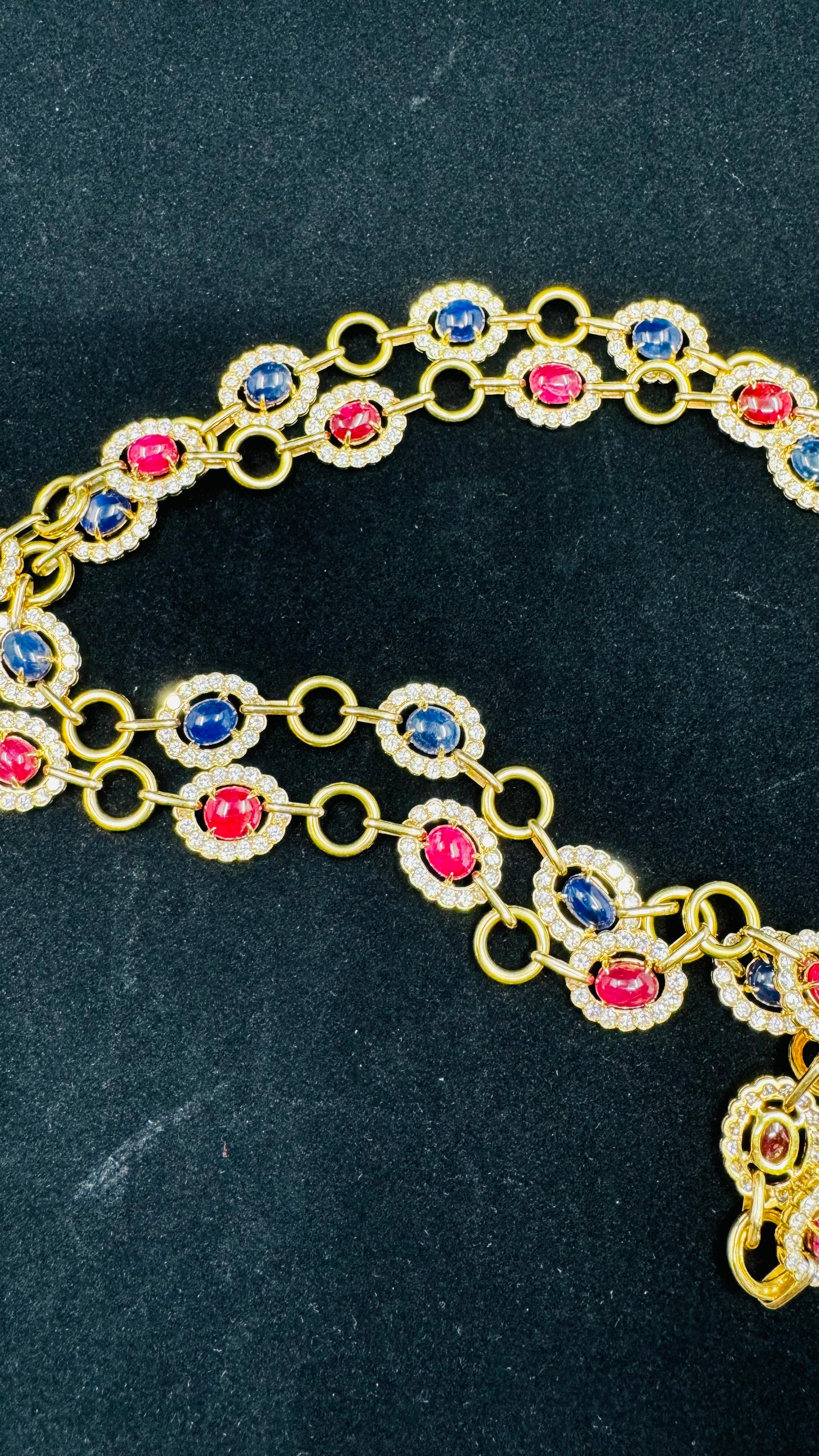 Van Cleef & Arpels Burma Ruby & Burma Sapphire Long Dia Necklace For Sale 11