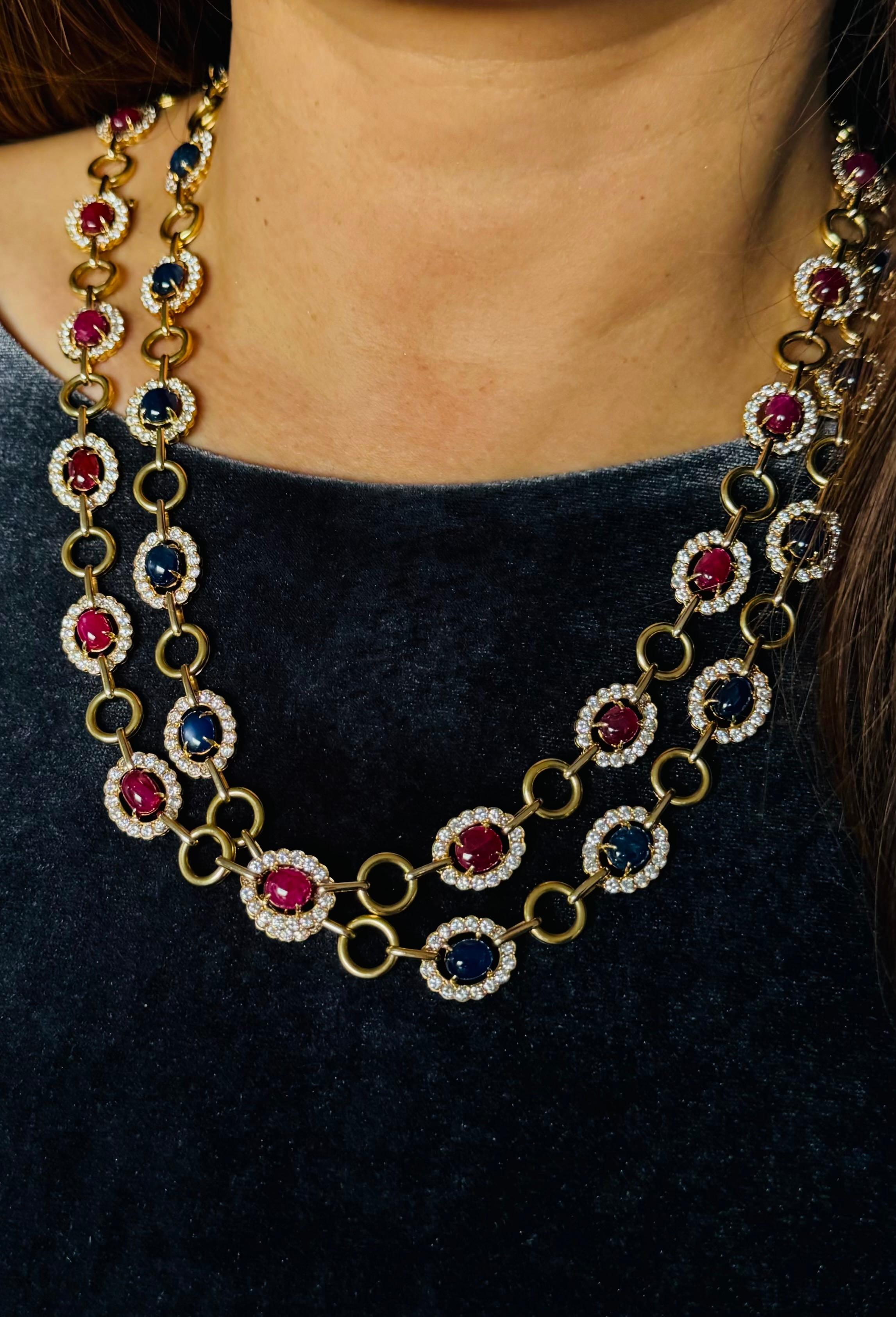 Van Cleef & Arpels Burma Ruby & Burma Sapphire Long Dia Necklace For Sale 12