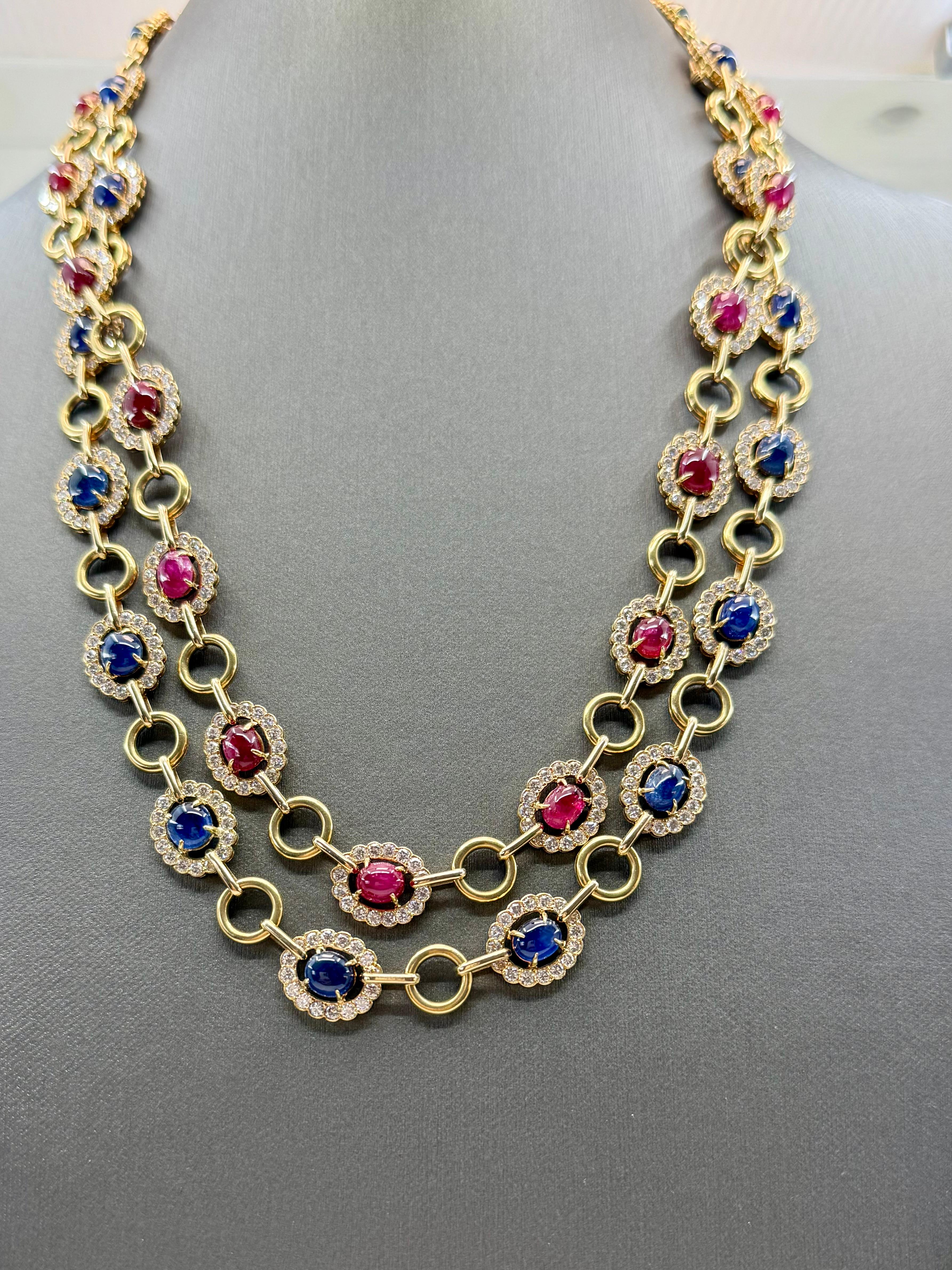 da uomo o donna Van Cleef & Arpels Collana lunga Dia in rubino e zaffiro di Burma in vendita