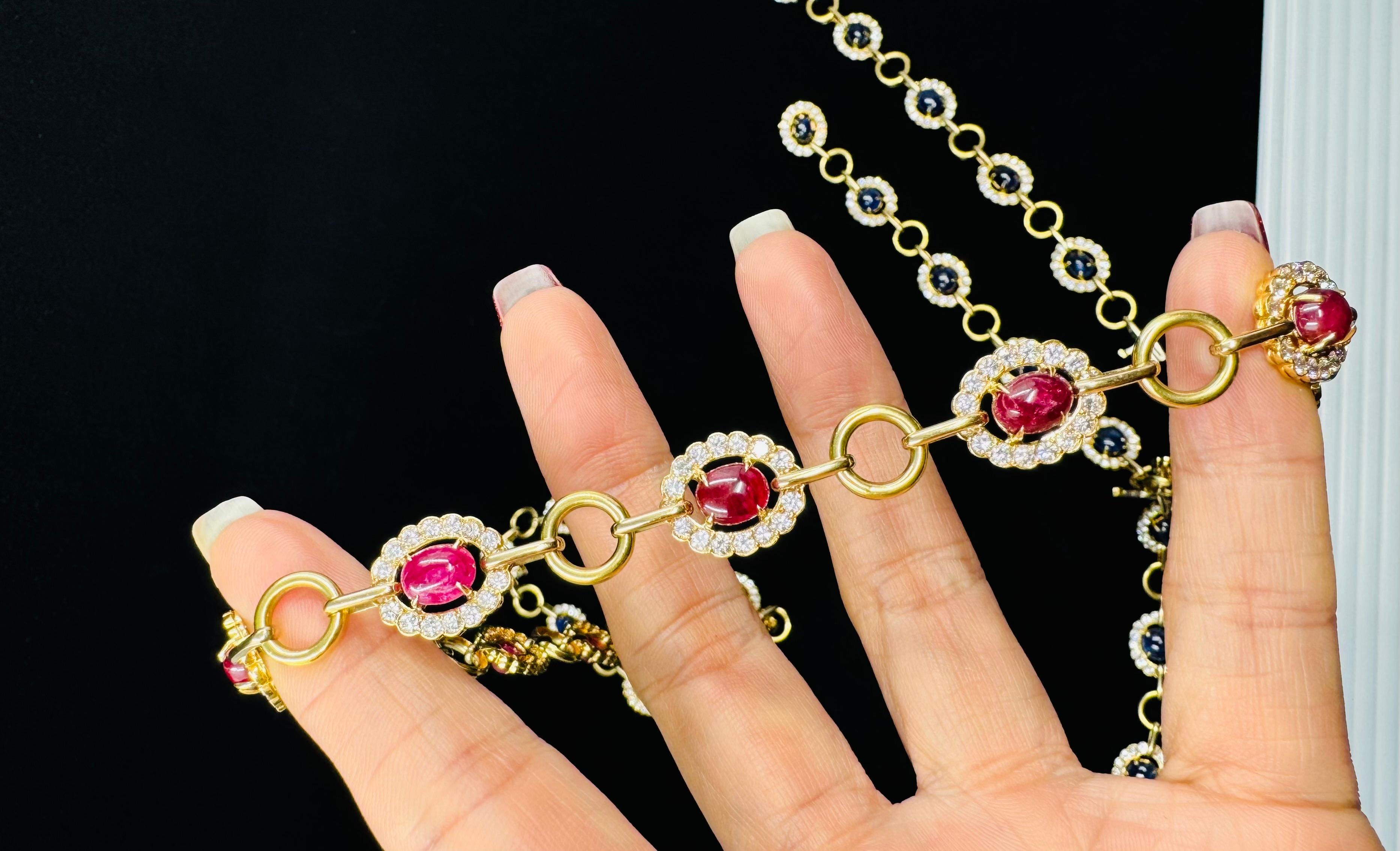 Van Cleef & Arpels Burma Ruby & Burma Sapphire Long Dia Necklace For Sale 4