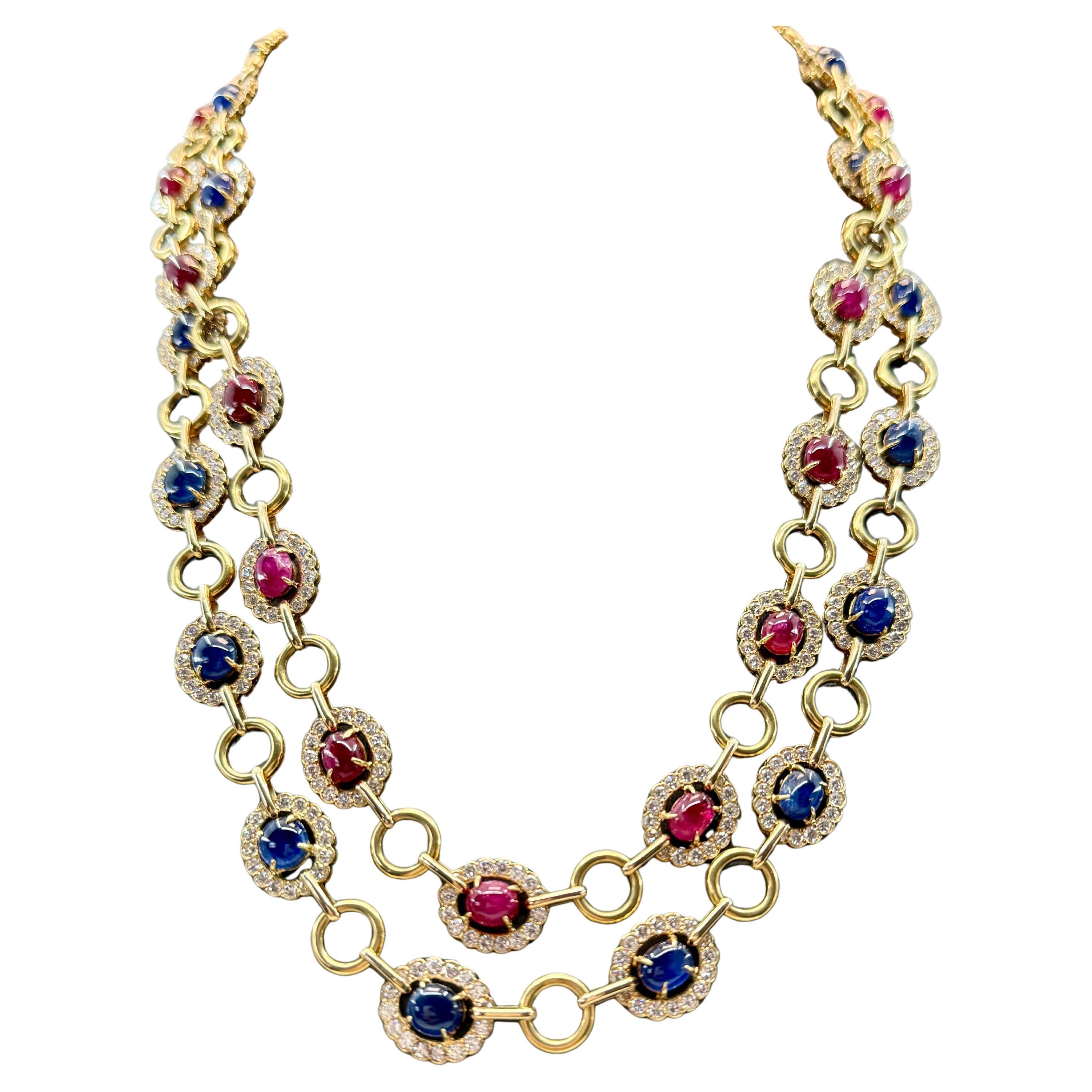 Van Cleef & Arpels Collana lunga Dia in rubino e zaffiro di Burma in vendita