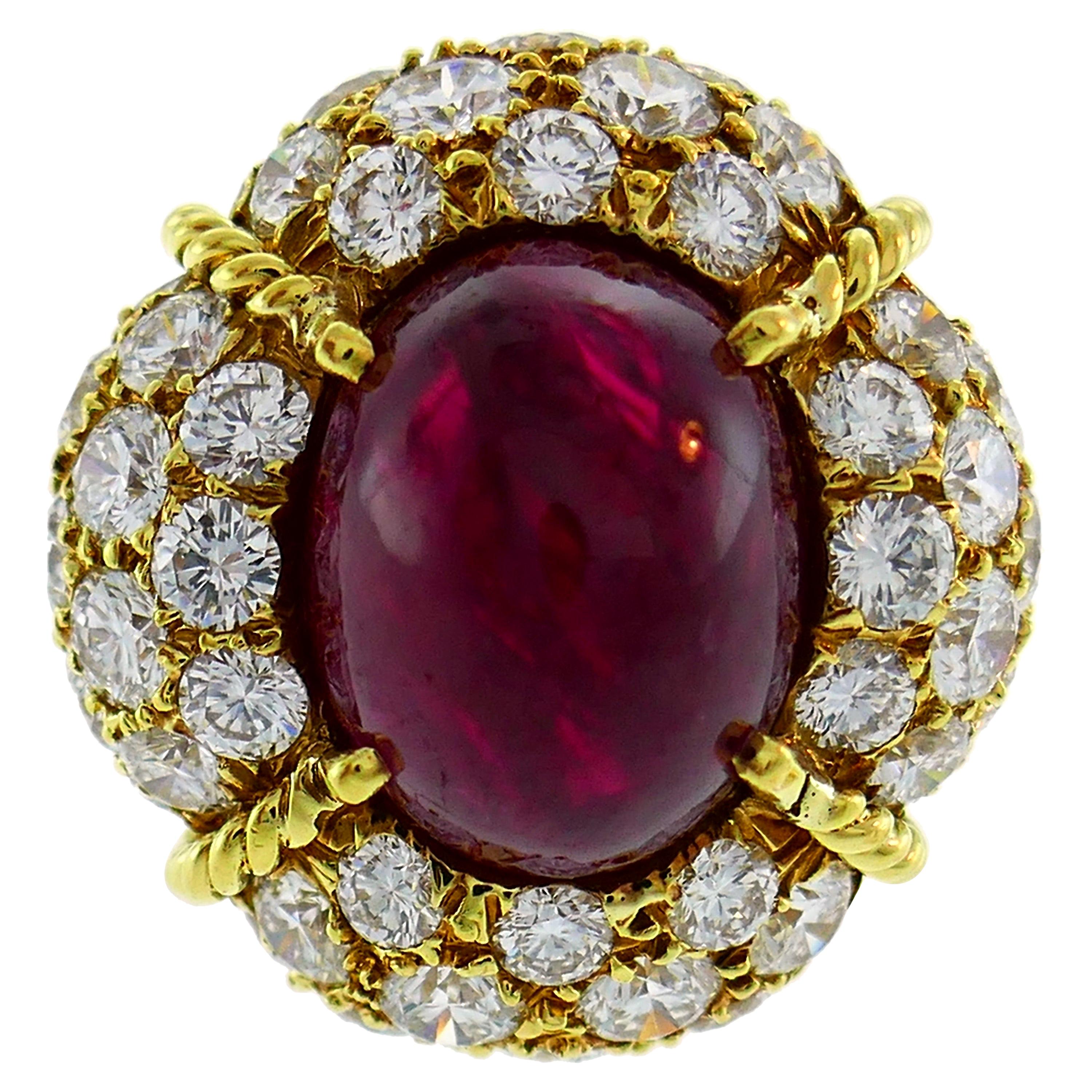 Vintage Van Cleef & Arpels Ring Burmese Ruby Diamond 18k Gold French Estate 
