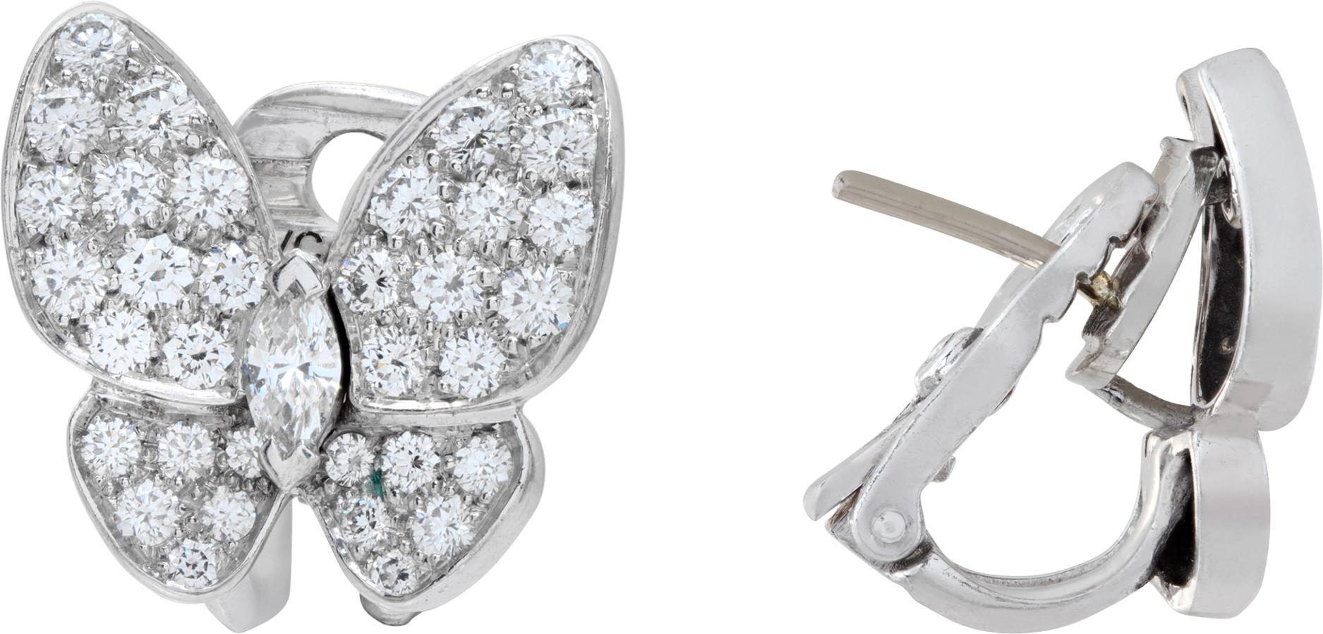 Women's Van Cleef & Arpels Butterfly diamond earrings in 18k white gold