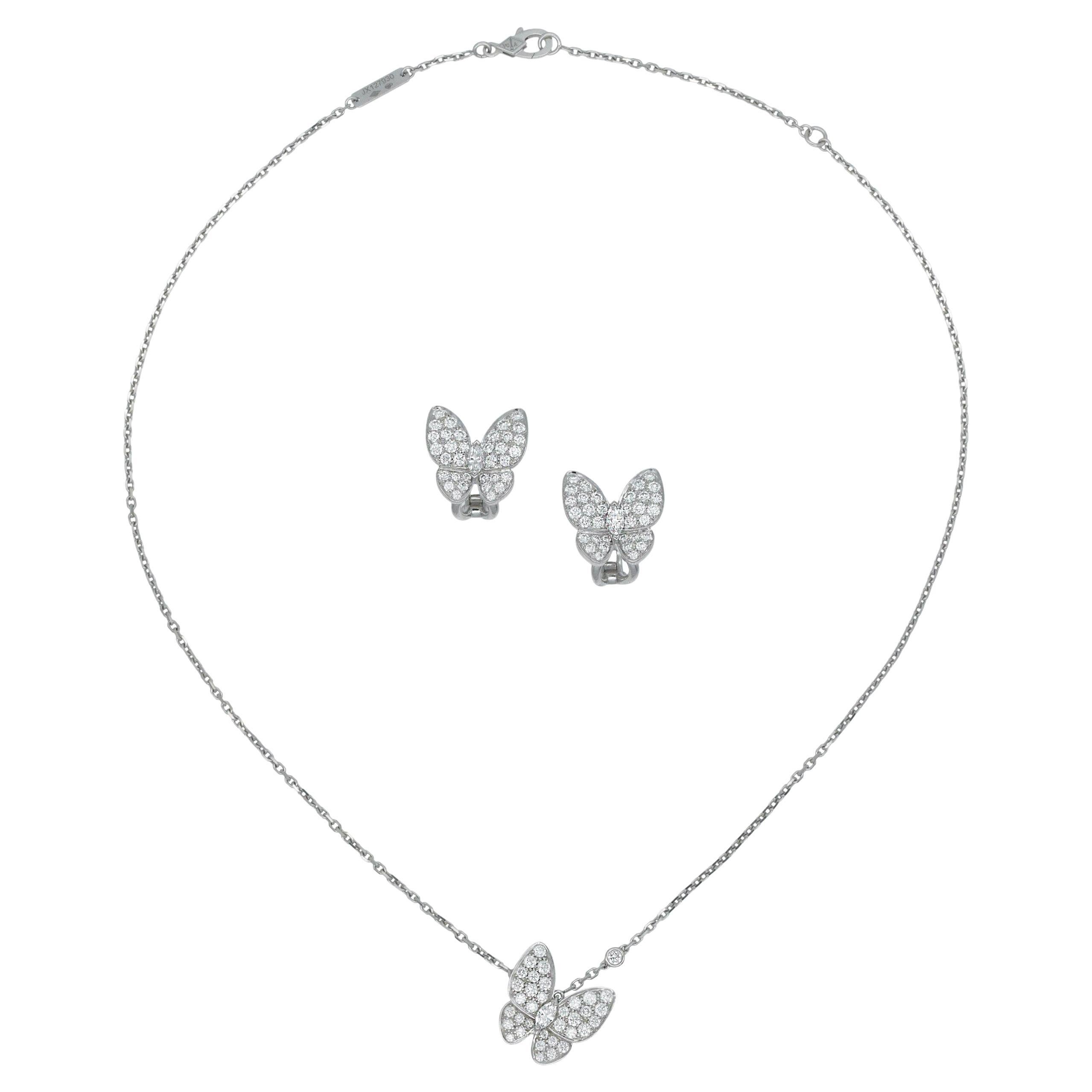 Van cleef 
Arpels "Butterfly" Diamond Necklace 
Earrings Suit