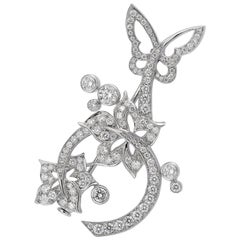Van Cleef & Arpels Butterfly Diamond White Gold Brooch Necklace