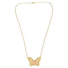 Van Cleef & Arpels Butterfly Necklace Diamond Coral 18k Gold