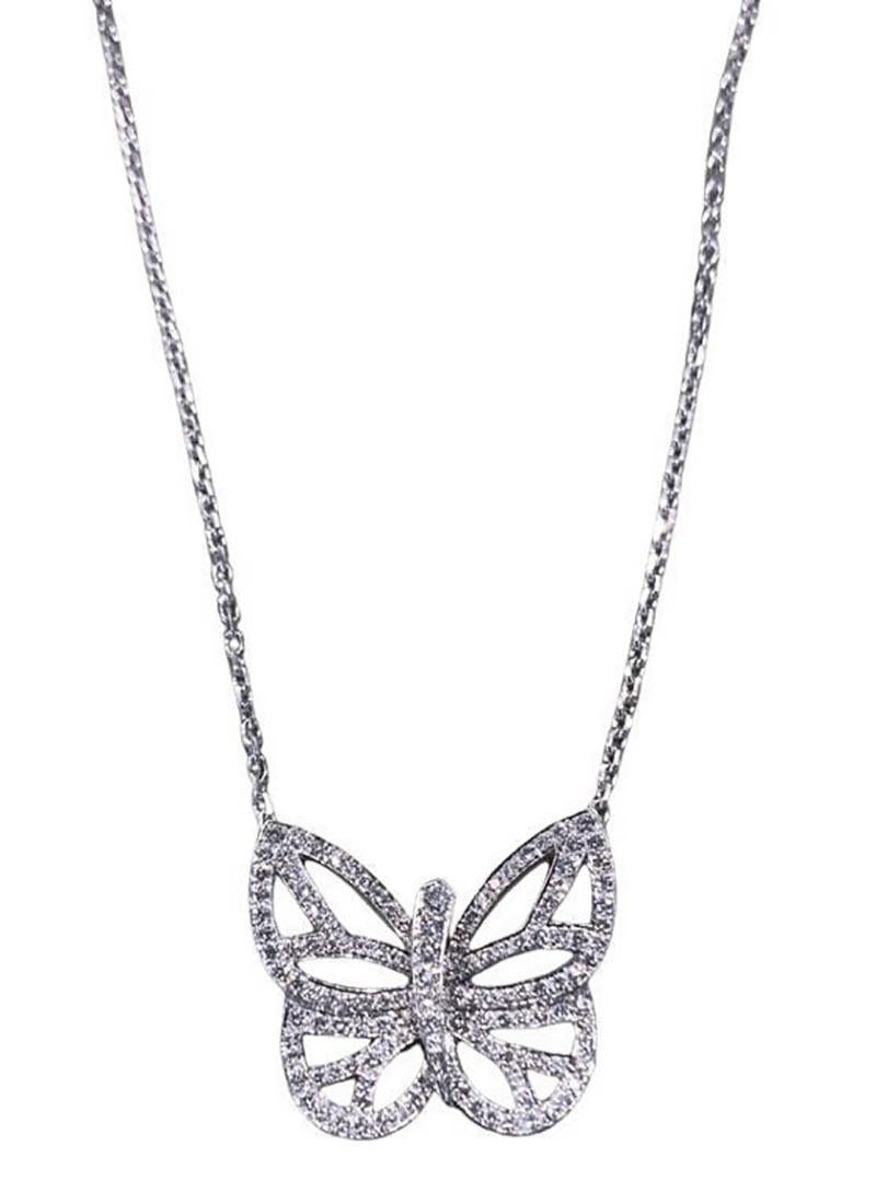 Modern Van Cleef & Arpels Flying Beauty Pendant Necklace in 18k White Gold and Diamonds For Sale