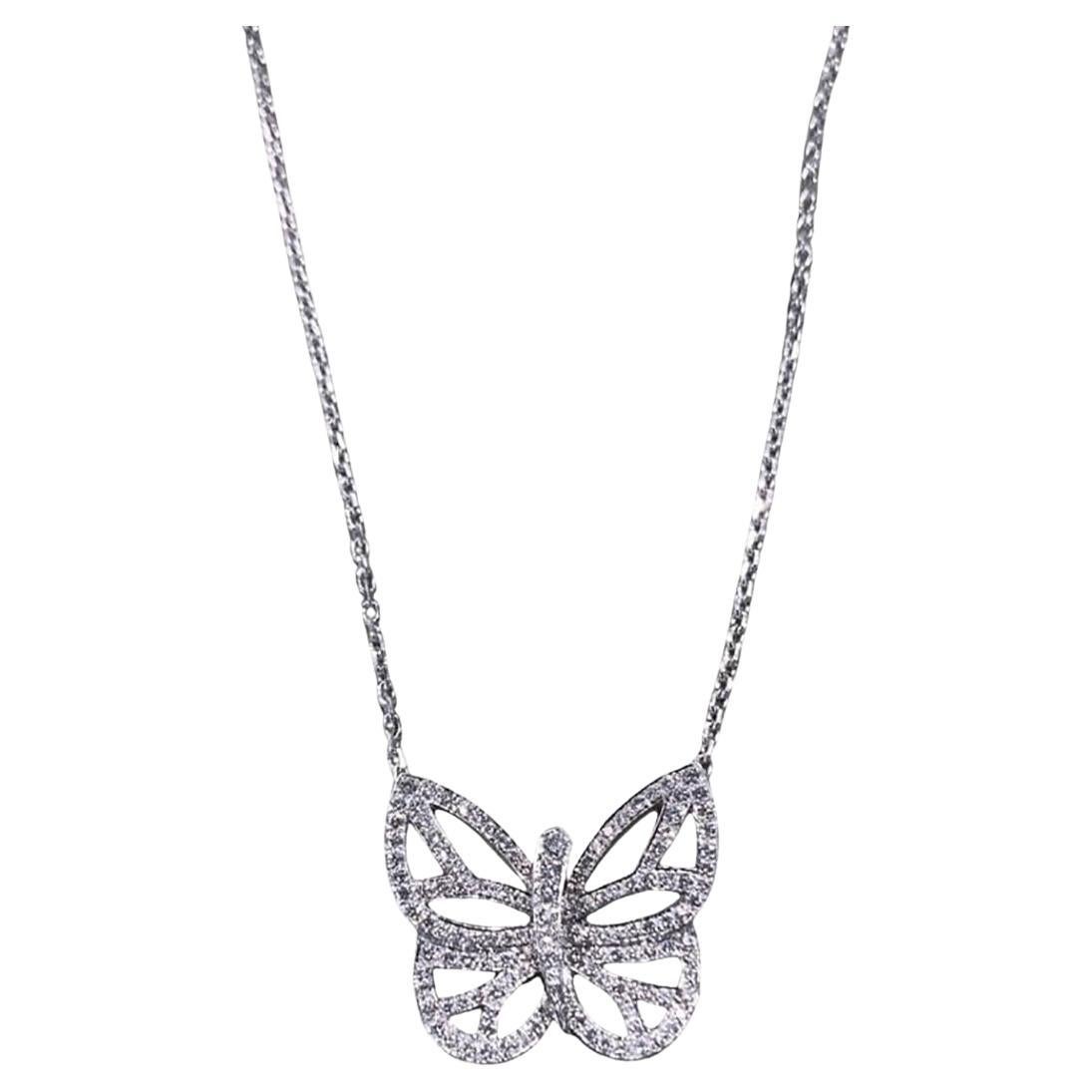 Van Cleef & Arpels Flying Beauty Pendant Necklace in 18k White Gold and Diamonds