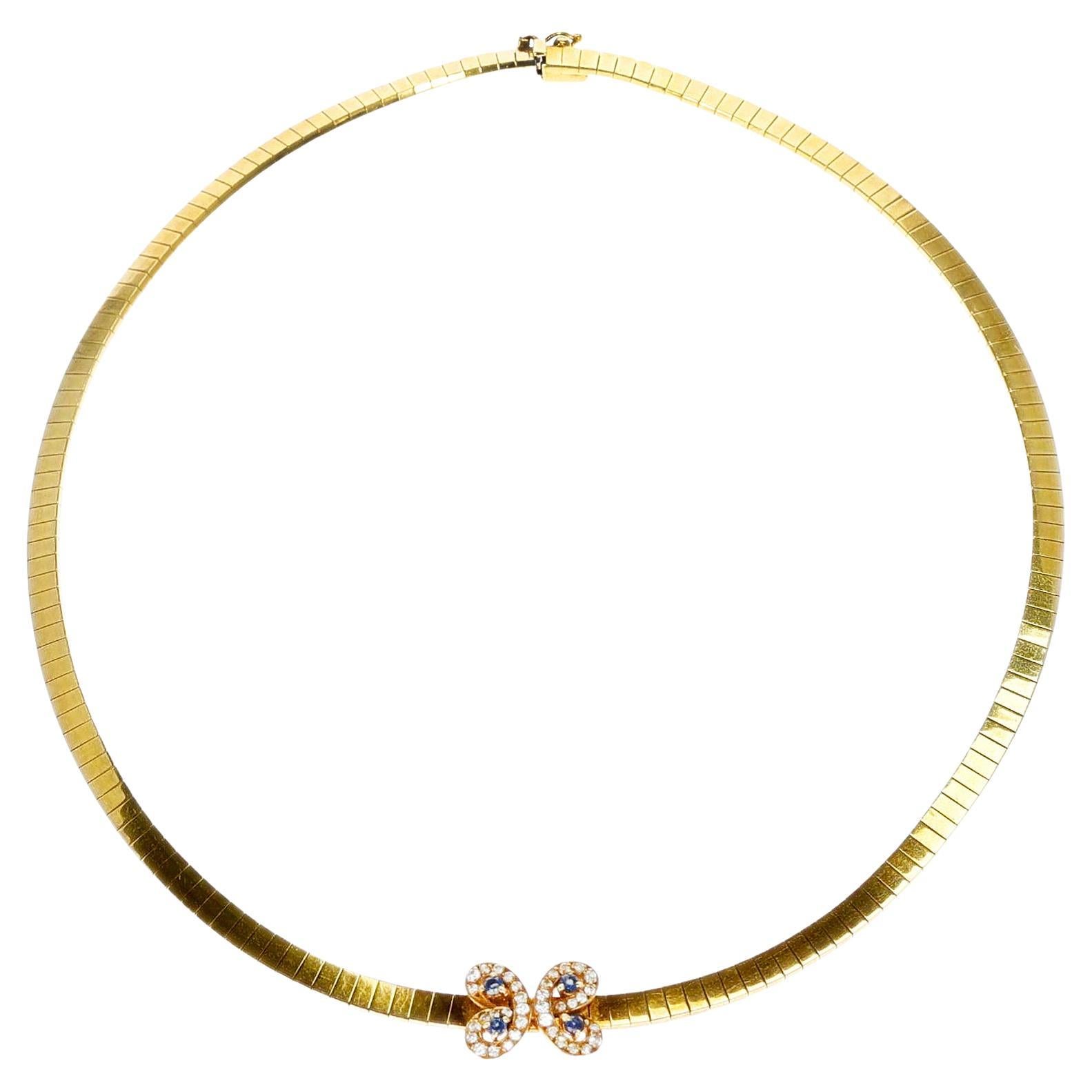 Van Cleef & Arpels Choker-Halskette mit Schmetterling-Saphir und Diamant, 18 Karat im Angebot