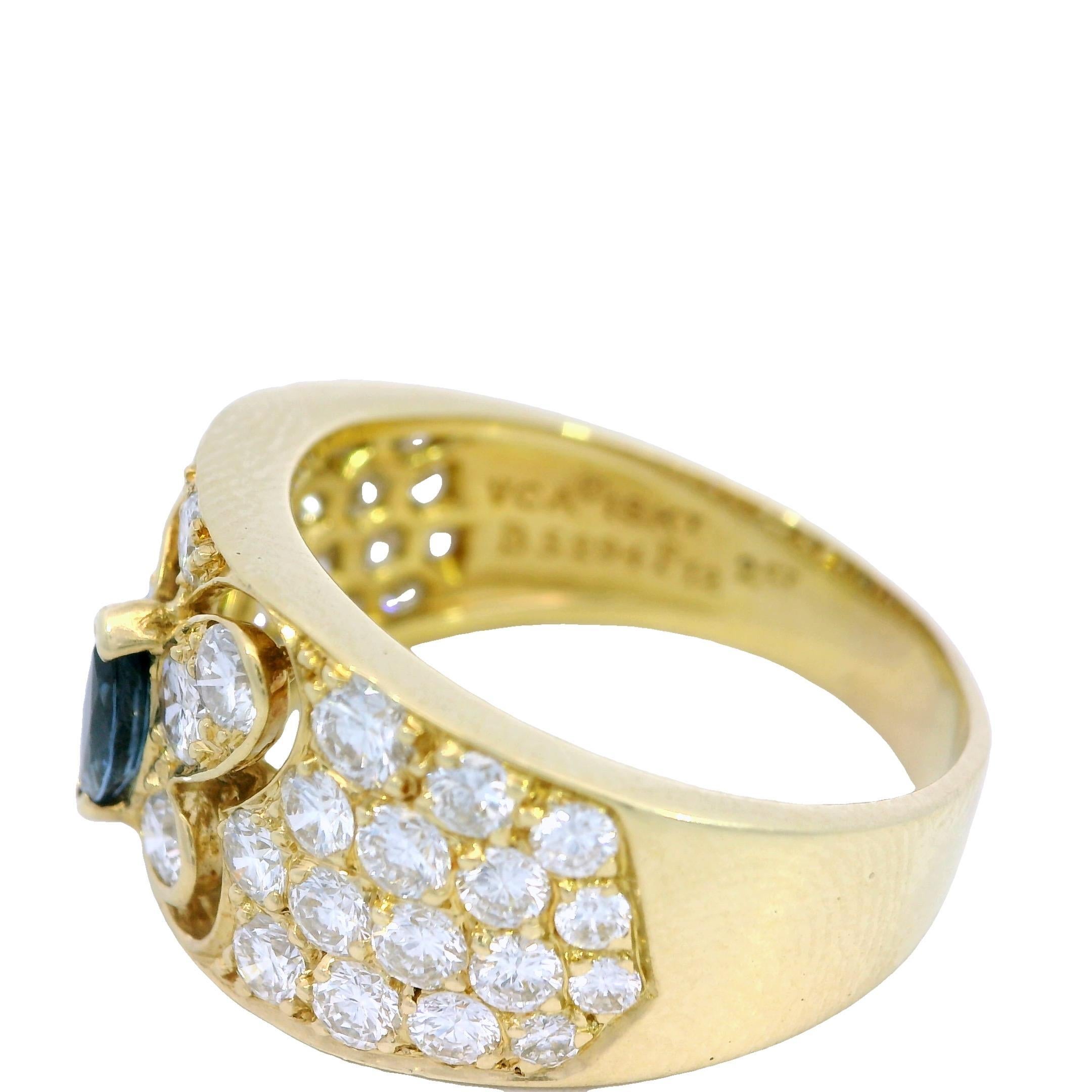 Van Cleef & Arpels Butterfly Sapphire Diamond Ring 18K Yellow Gold en vente 2