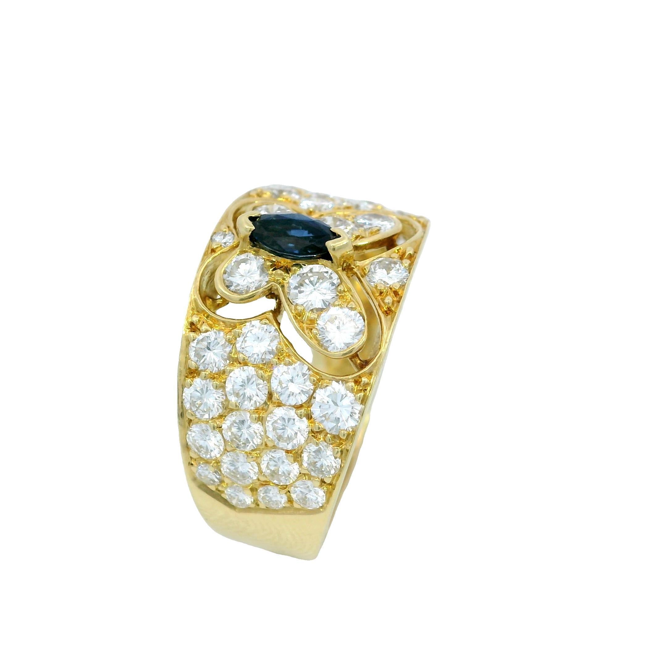 Van Cleef & Arpels Butterfly Sapphire Diamond Ring 18K Yellow Gold en vente 4