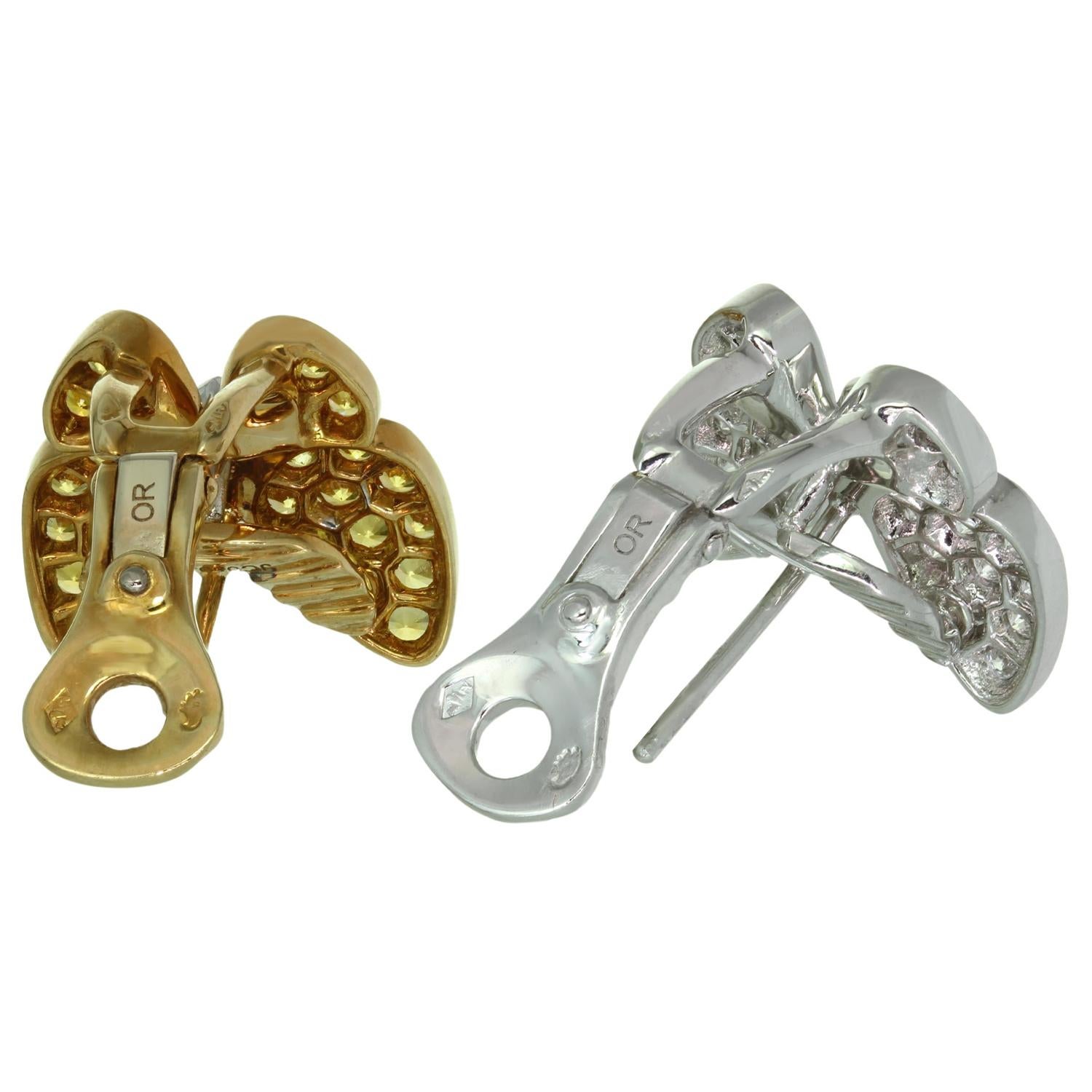 Women's VAN CLEEF & ARPELS Butterfly Yellow Sapphire Diamond Gold Earrings
