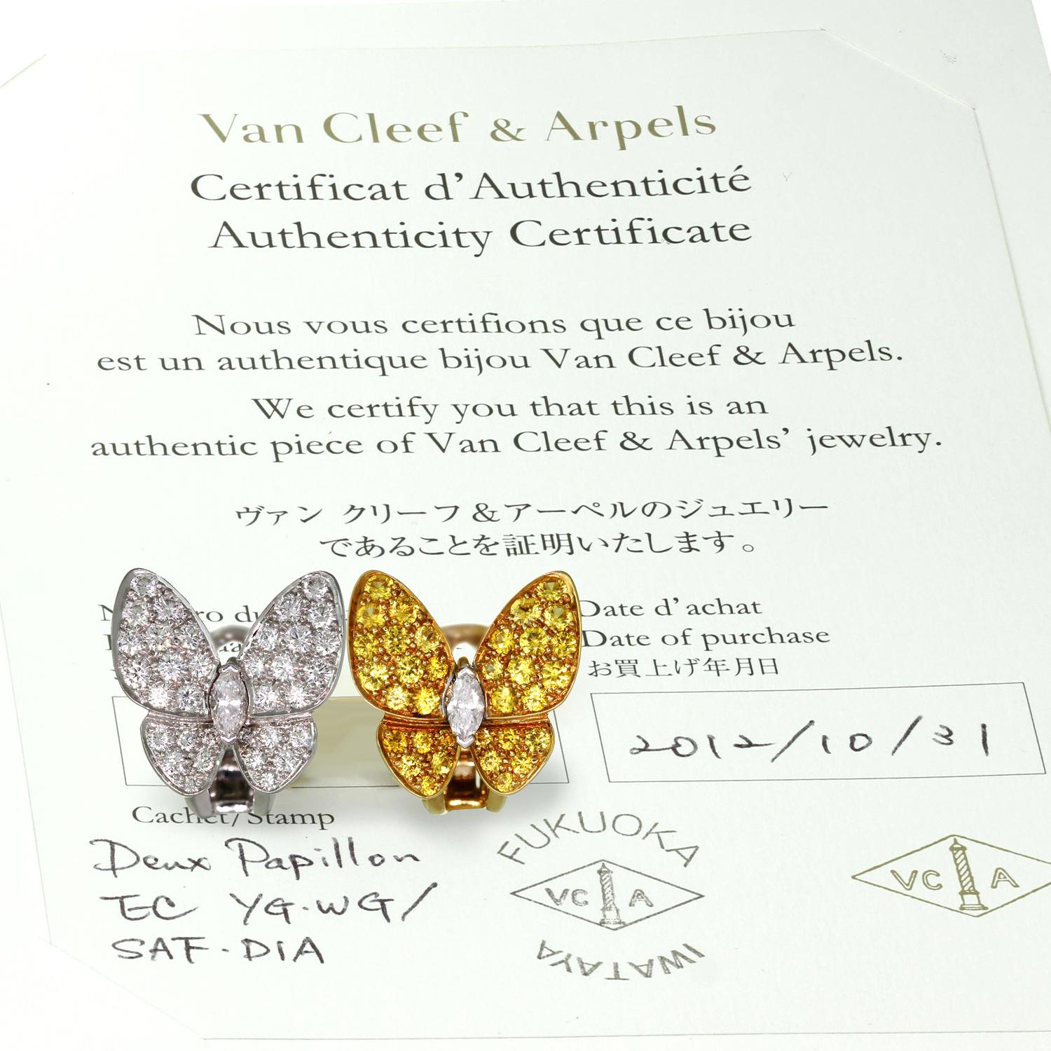 VAN CLEEF & ARPELS Butterfly Yellow Sapphire Diamond Gold Earrings 1