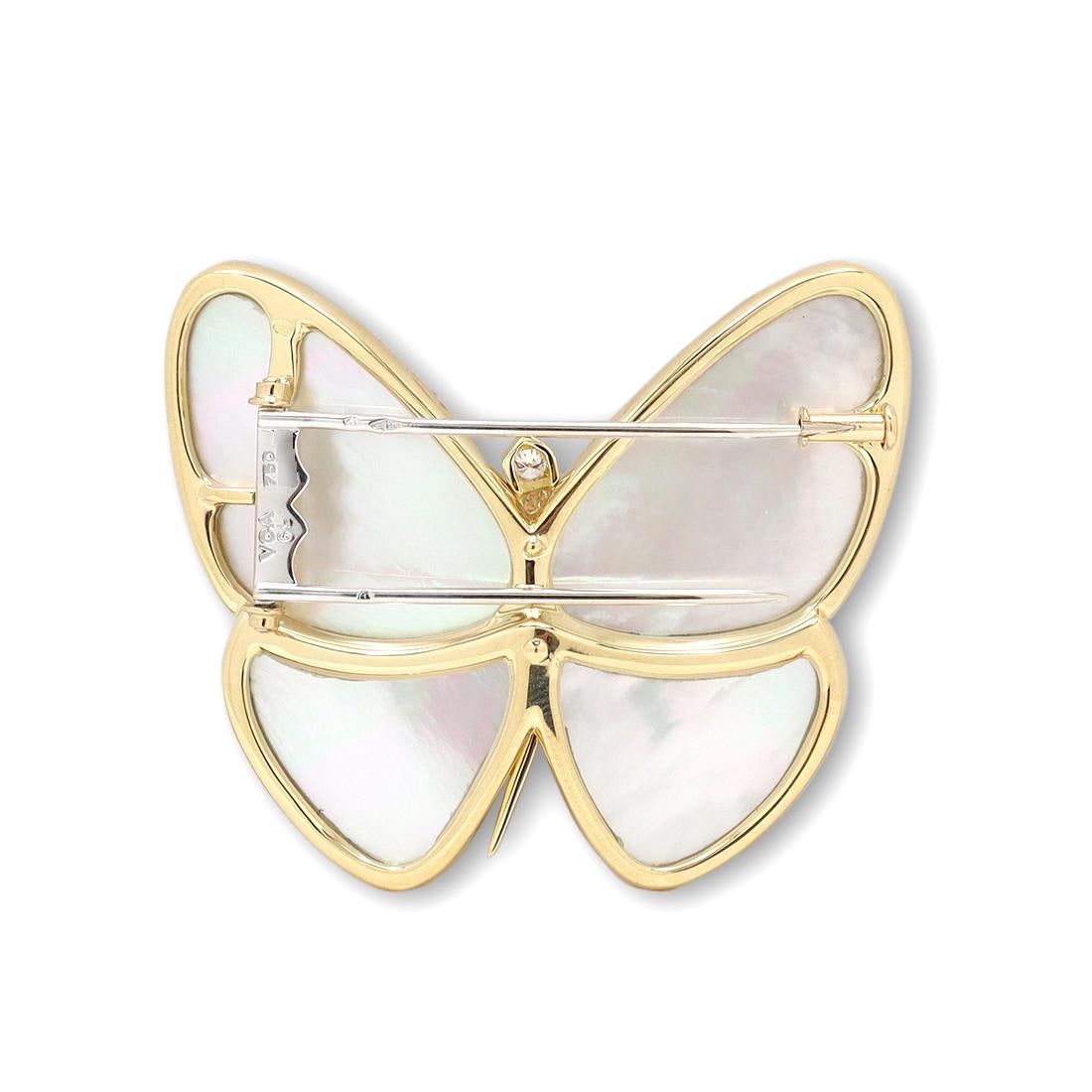 Van Cleef & Arpels Butterly Mother-of-Pearl and Diamond Pin In Excellent Condition In New York, NY