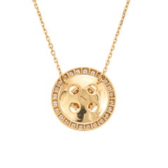 Van Cleef & Arpels Button Necklace Boutonniere Diamond Estate 18K Yellow Gold