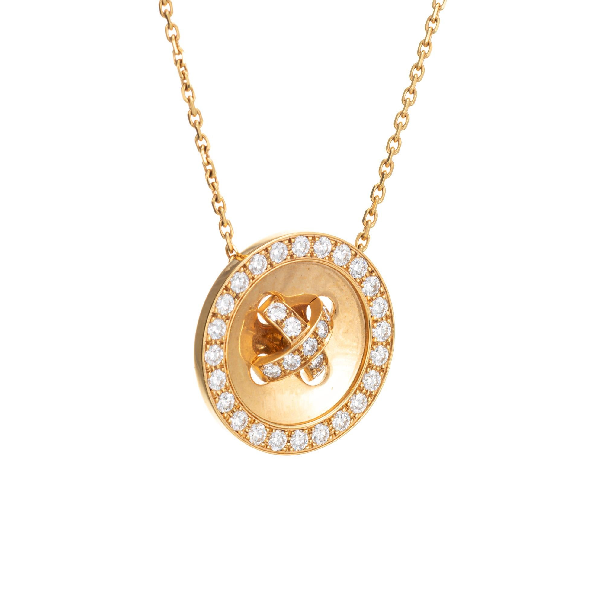 Modern Van Cleef & Arpels Button Necklace Boutonniere Diamond Estate 18K Yellow Gold For Sale