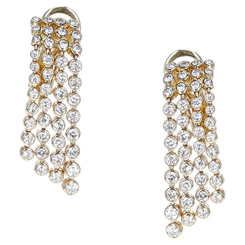 Van Cleef & Arpels by Andre Vassort Four Line 4 carats Diamond Cocktail Earrings For Sale