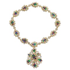 Van Cleef & Arpels by Andre Vassort Ruby, Emerald, Sapphire and Diamond Necklace