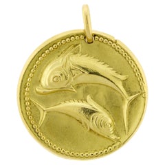 Van Cleef & Arpels by Georges L'enfant Pisces Large Gold Zodiac Pendant