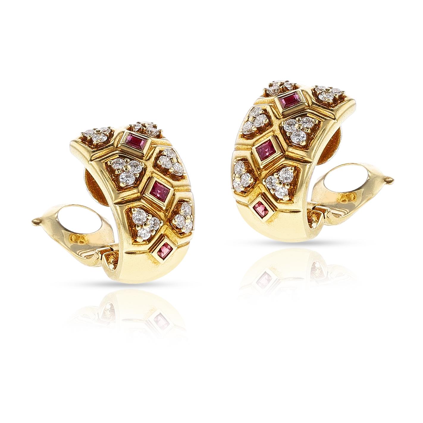 da uomo o donna Orecchini con rubini e diamanti Van Cleef & Arpels by Pery et Fils, 18 ct. in vendita