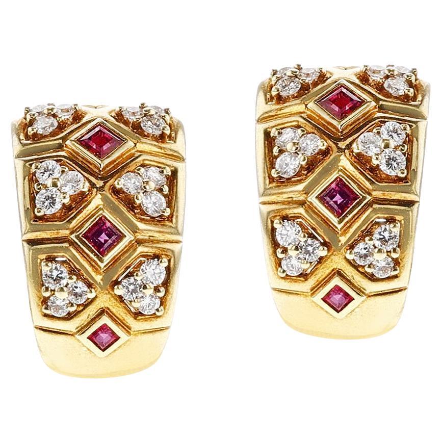 Orecchini con rubini e diamanti Van Cleef & Arpels by Pery et Fils, 18 ct. in vendita