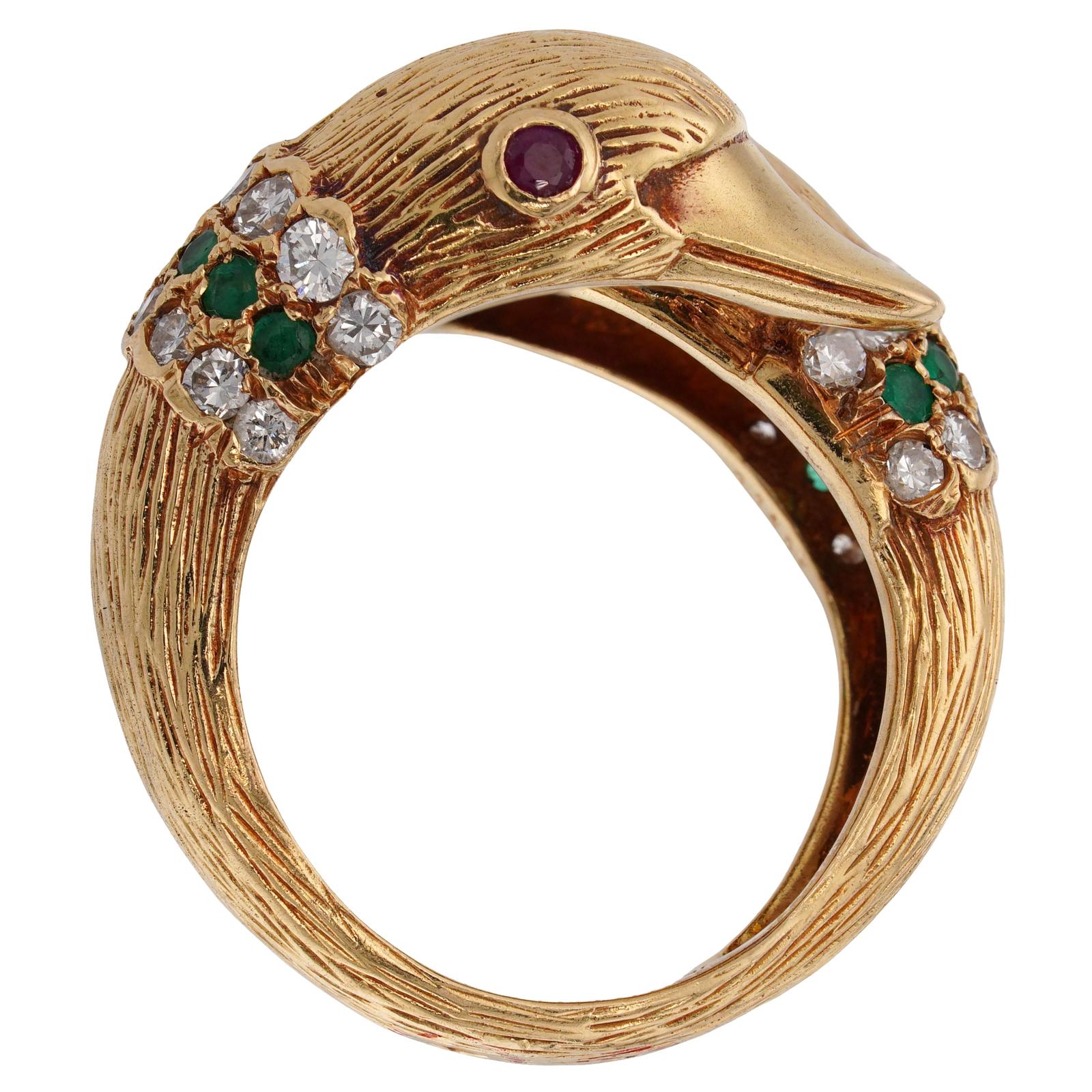 Gelbgoldring VAN CLEEF & ARPELS Bypass Delphine Smaragd Rubin Diamant im Angebot 2